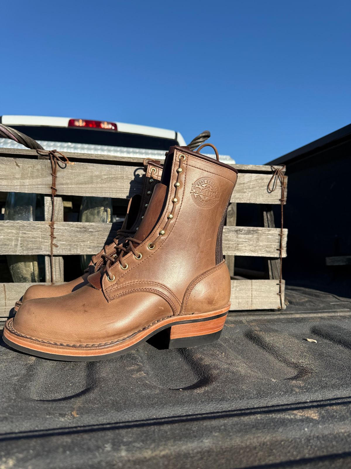 Photo by jandrescavage on October 1, 2025 of the Frank's Boots Front Range in Horween Natural Chromexcel.