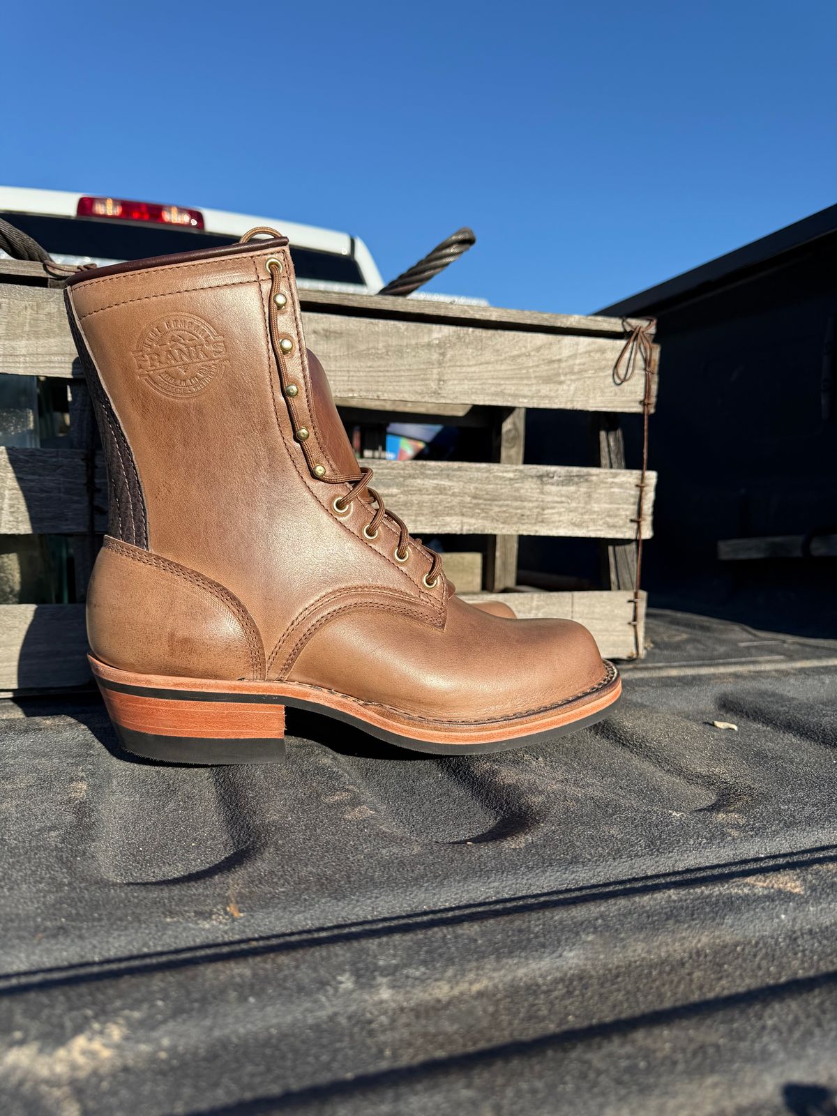 Photo by jandrescavage on October 1, 2025 of the Frank's Boots Front Range in Horween Natural Chromexcel.