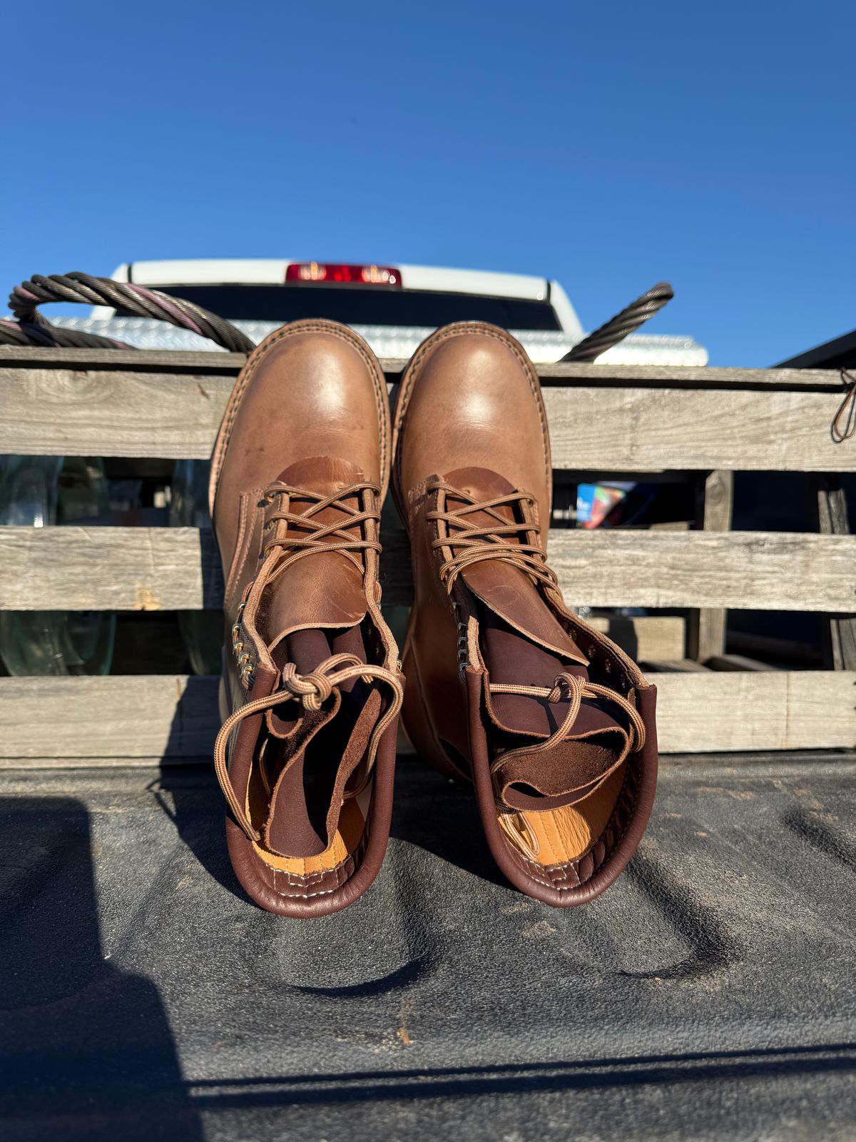 Photo by jandrescavage on October 1, 2025 of the Frank's Boots Front Range in Horween Natural Chromexcel.