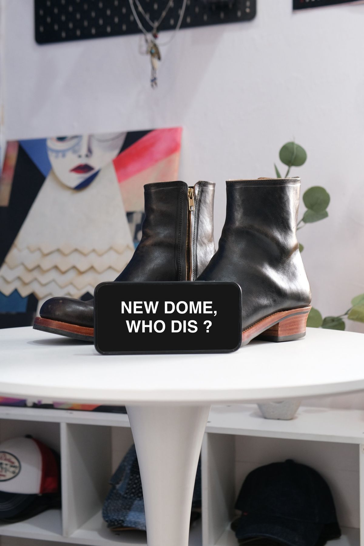 Photo by anakdenim on October 1, 2025 of the Briselblack The Stride Side Zip Boots in Maryam Natural Horsebutt Overdyed Black.