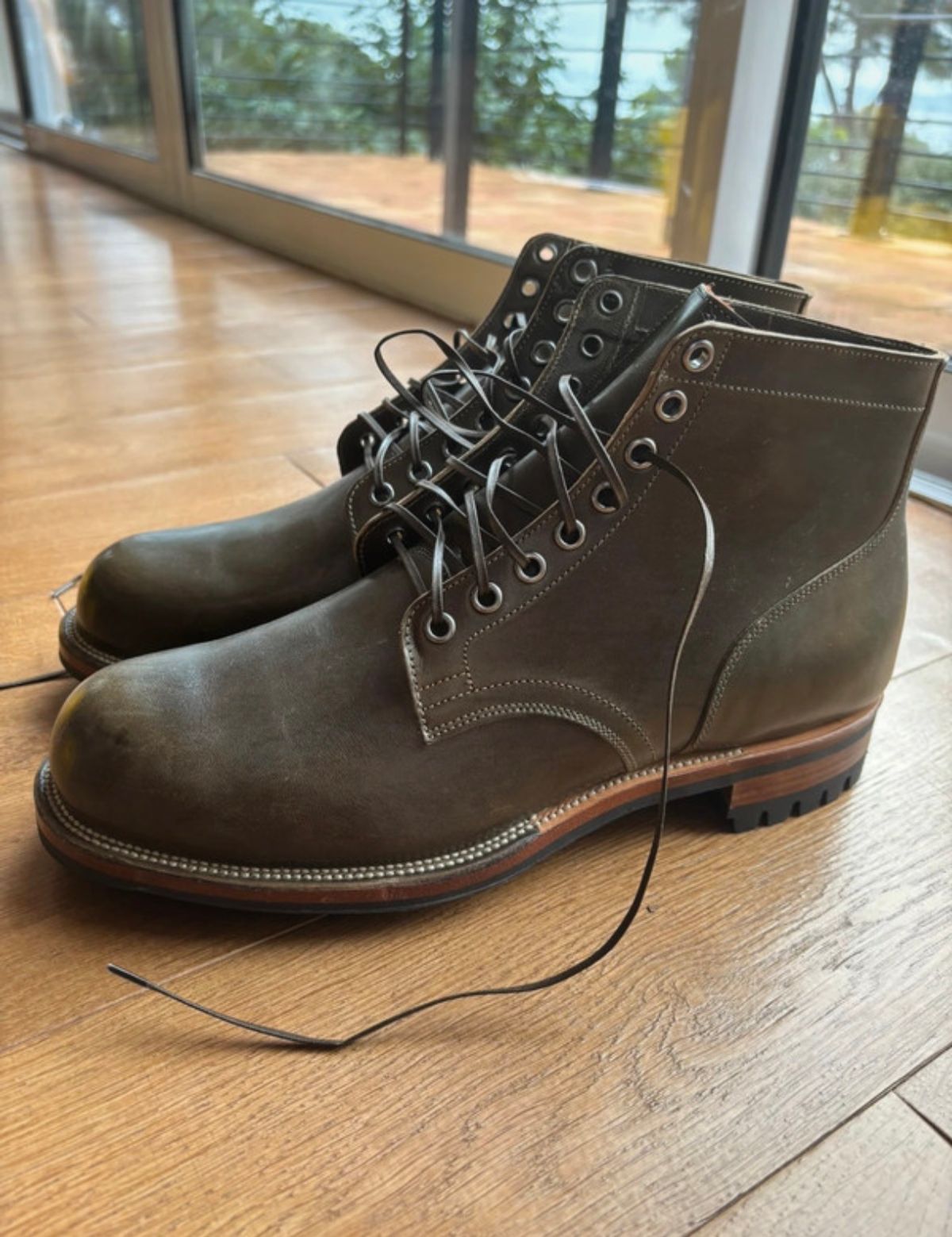 Photo by Stappert on December 18, 2025 of the Viberg Service Boot in Horween Olive Chromepak.