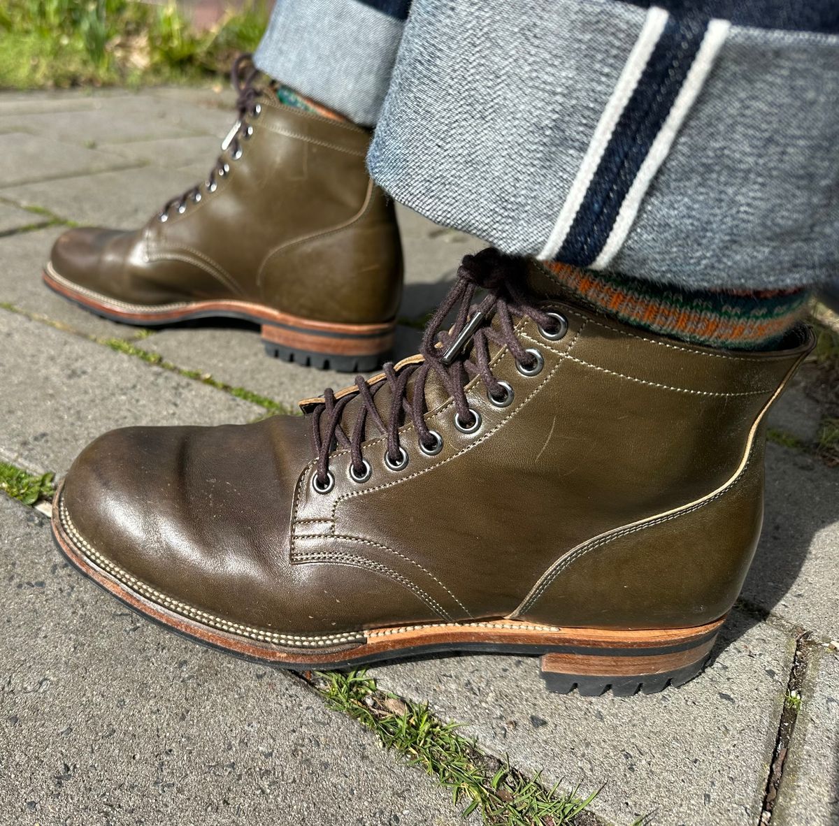 Photo by Stappert on March 16, 2026 of the Viberg Service Boot in Horween Olive Chromepak.