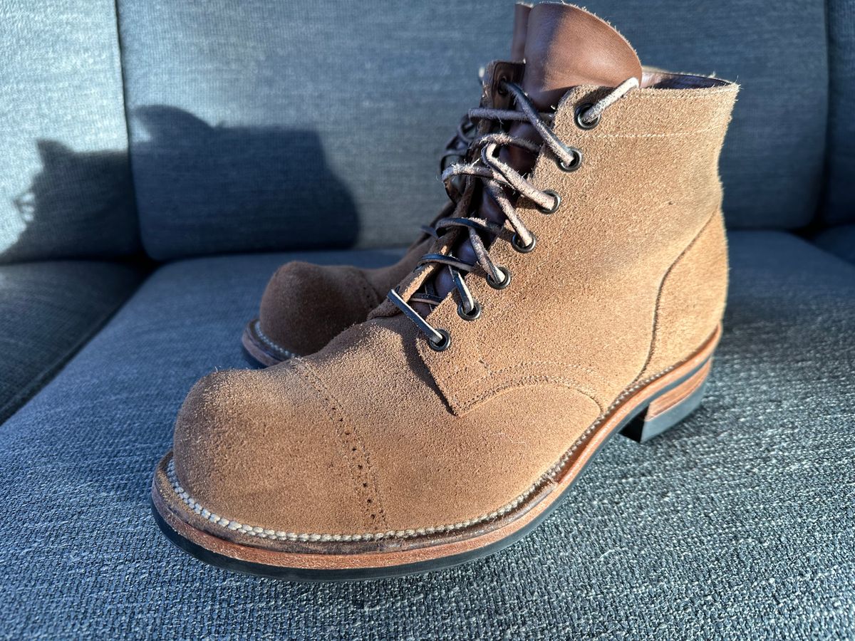 Photo by Stappert on December 27, 2025 of the Viberg Service Boot in Horween Marine Field Roughout.