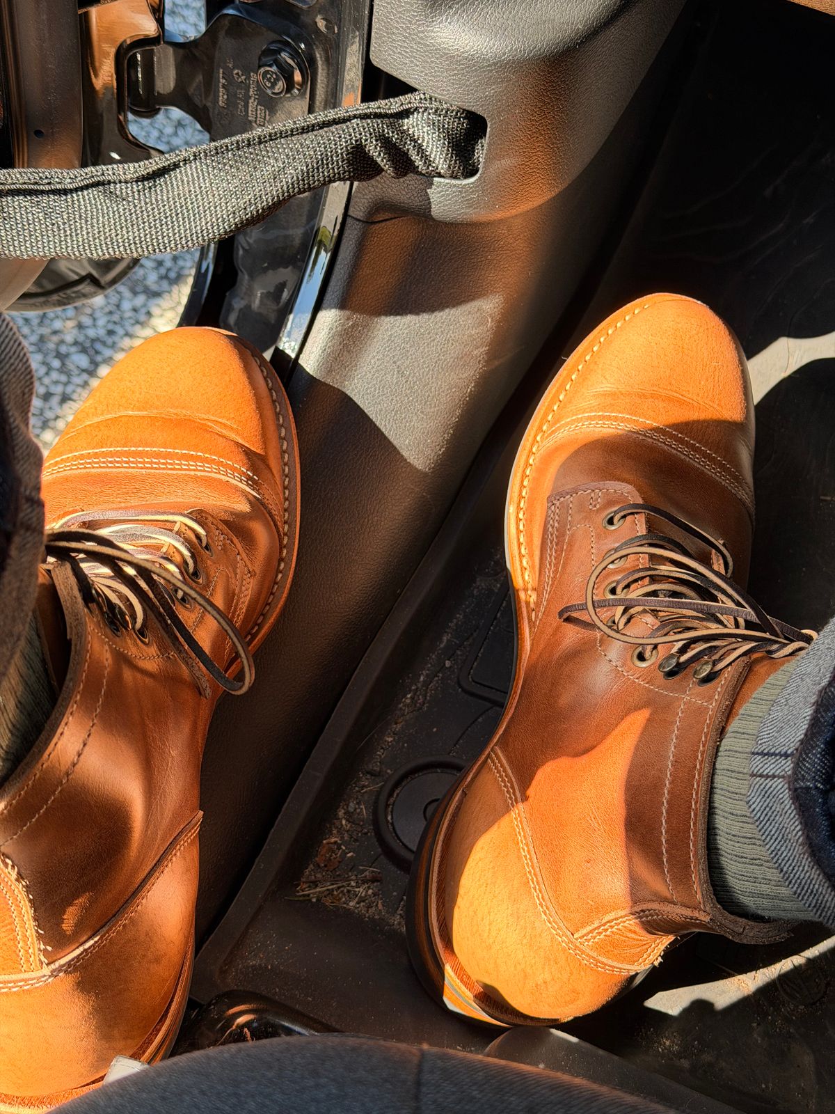 Photo by the_avid_gentleman on October 21, 2025 of the Truman Cap Toe Boot in Seidel Sesame Double Shot.