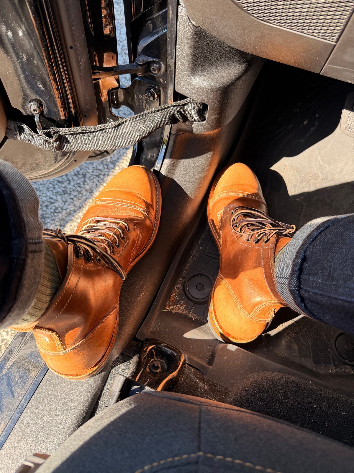 Photo by the_avid_gentleman on October 21, 2025 of the Truman Cap Toe Boot in Seidel Sesame Double Shot.