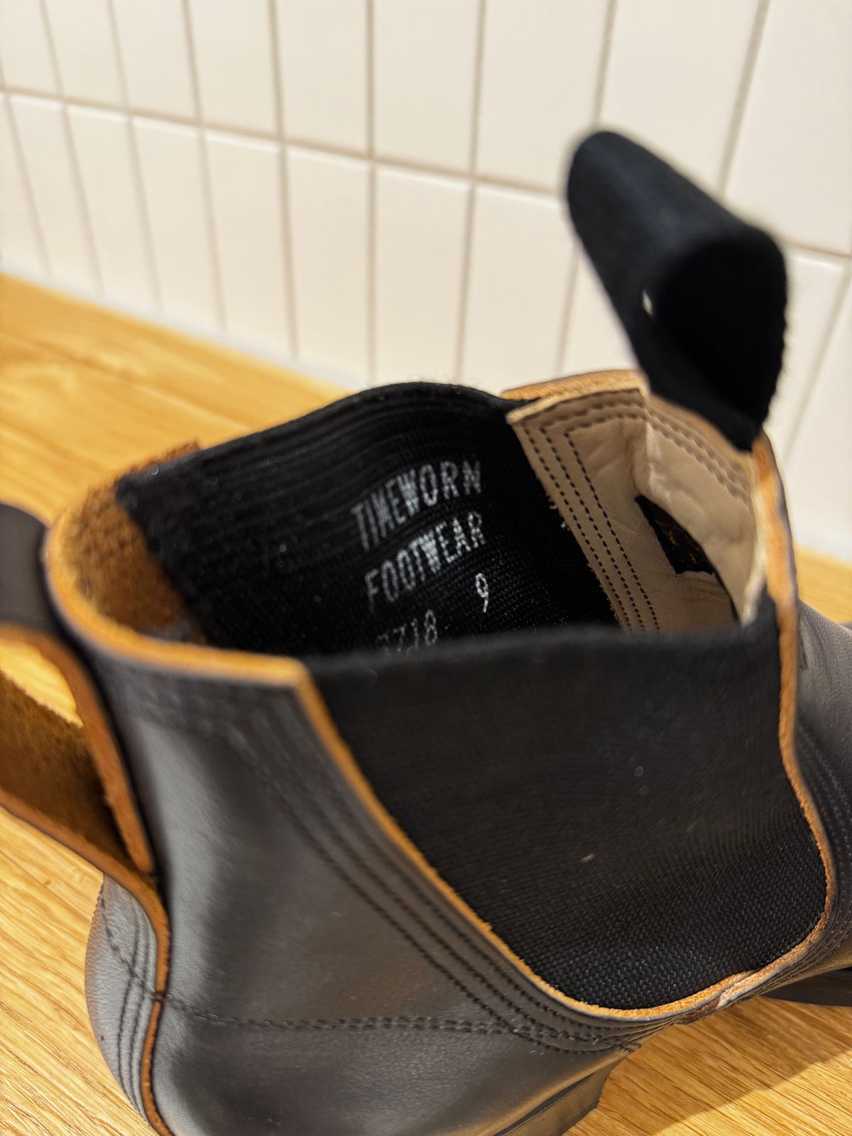 Photo by Alec_Leamas on September 1, 2025 of the Timeworn Clothing Lot 3718 Side Gore Boots in Teacore Horsehide.