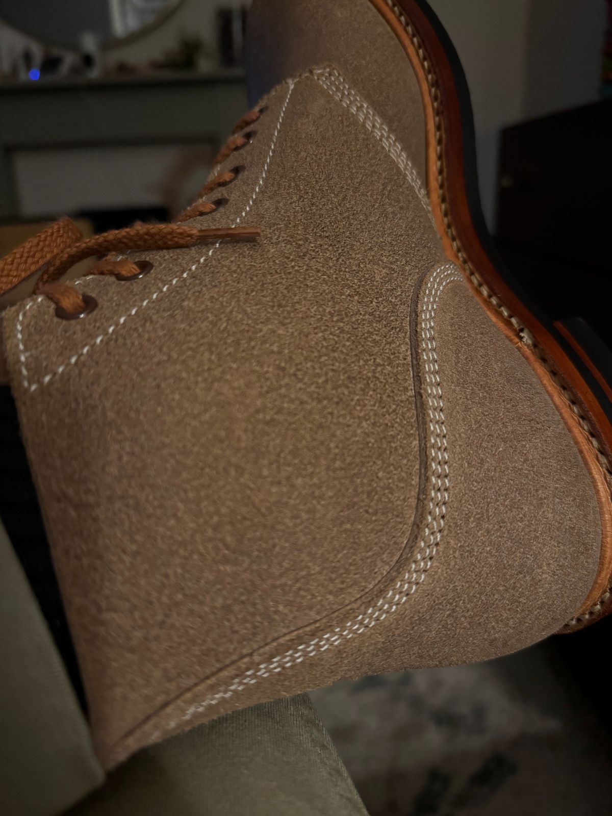 Photo by Alec_Leamas on May 25, 2025 of the John Lofgren M-43 Service Shoes in Horween Natural Chromexcel Roughout.