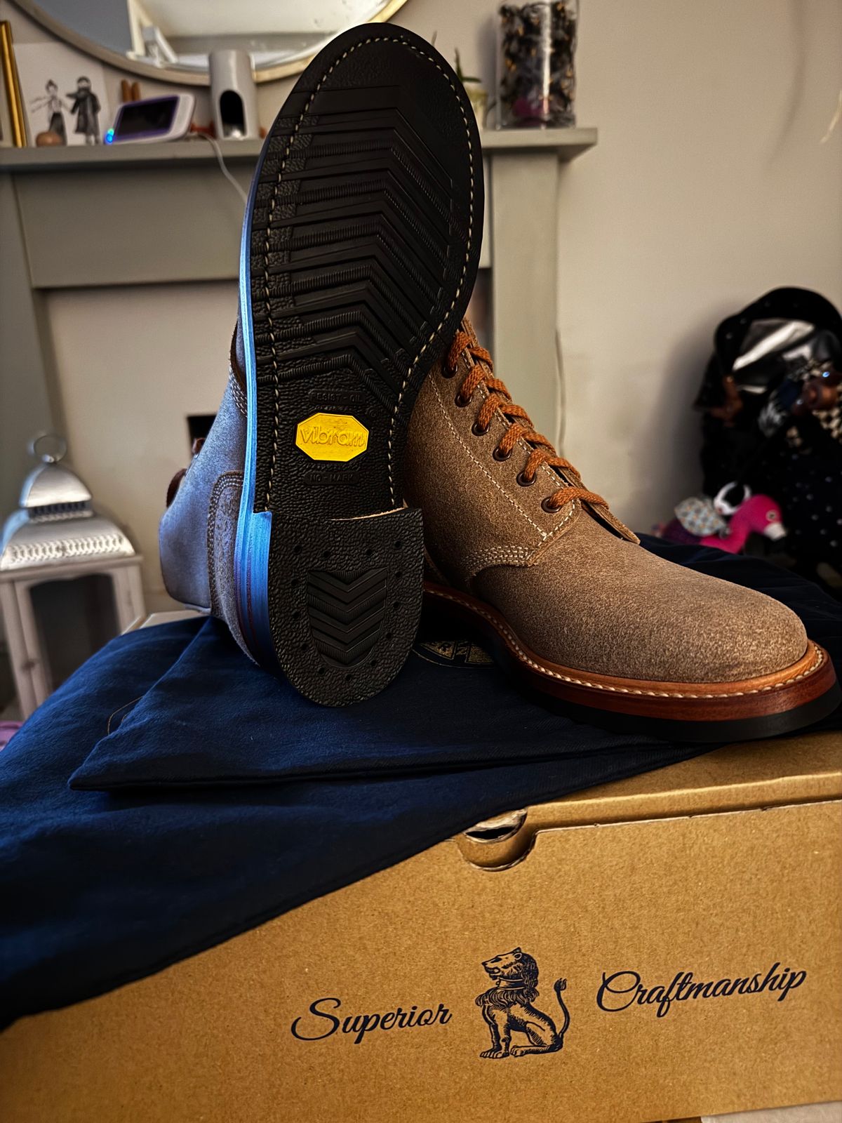 Photo by Alec_Leamas on May 25, 2025 of the John Lofgren M-43 Service Shoes in Horween Natural Chromexcel Roughout.