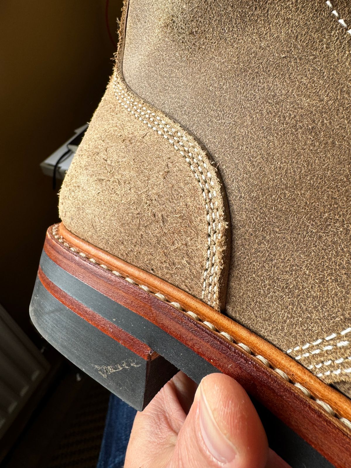 Photo by Alec_Leamas on May 30, 2025 of the John Lofgren M-43 Service Shoes in Horween Natural Chromexcel Roughout.