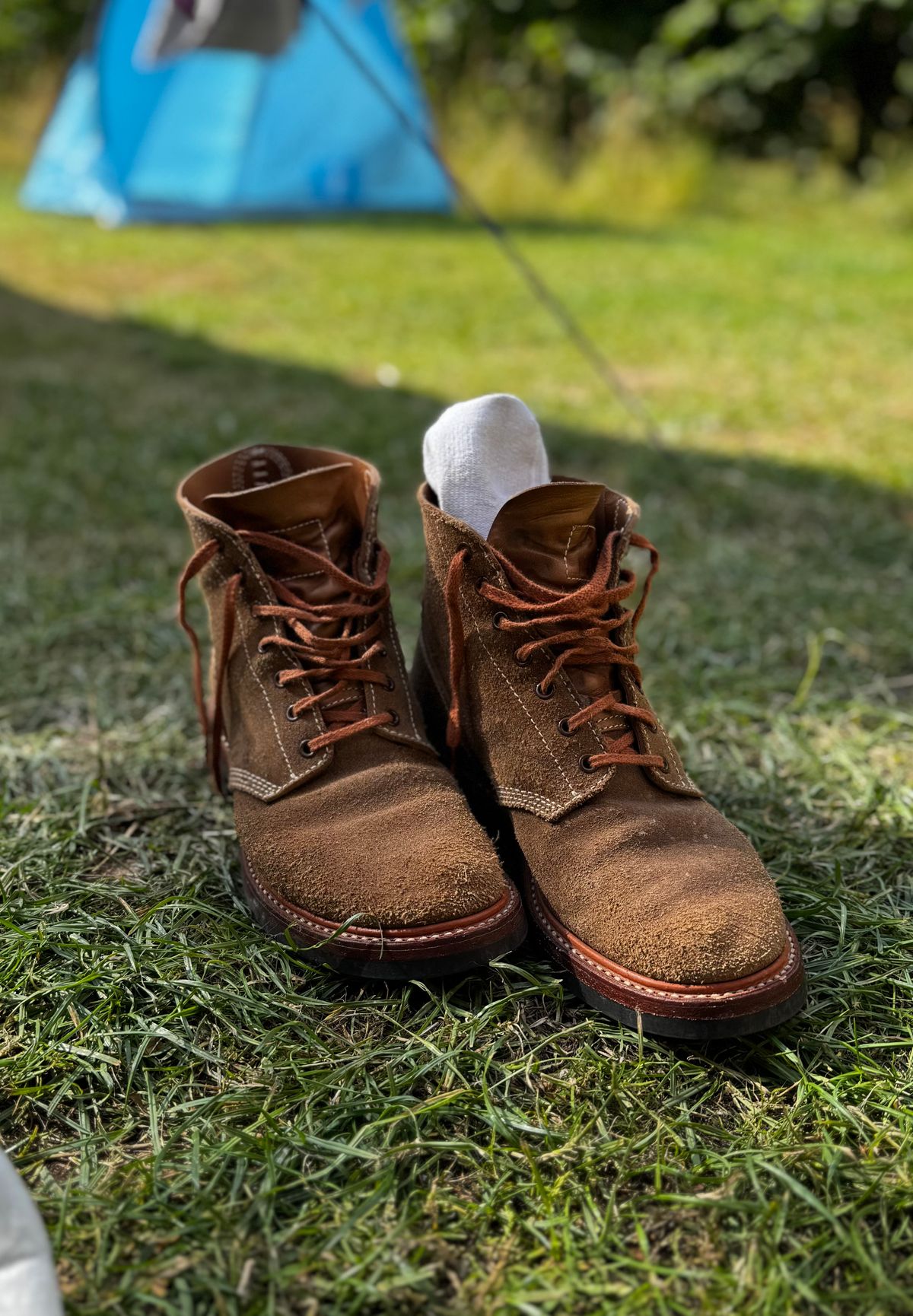 Photo by Alec_Leamas on July 9, 2025 of the John Lofgren M-43 Service Shoes in Horween Natural Chromexcel Roughout.