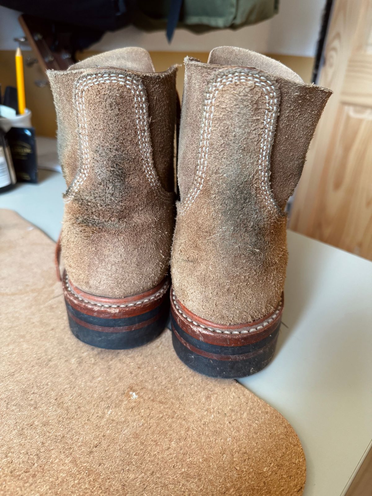 Photo by Alec_Leamas on October 23, 2025 of the John Lofgren M-43 Service Shoes in Horween Natural Chromexcel Roughout.