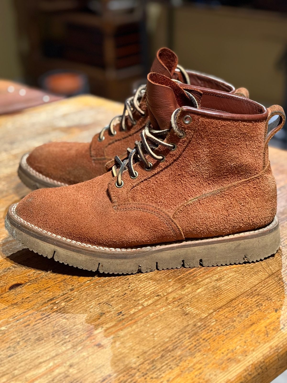 Photo by Denman_John on March 12, 2025 of the Viberg Scout Boot in Seidel Red Dog Oil Tan Roughout.