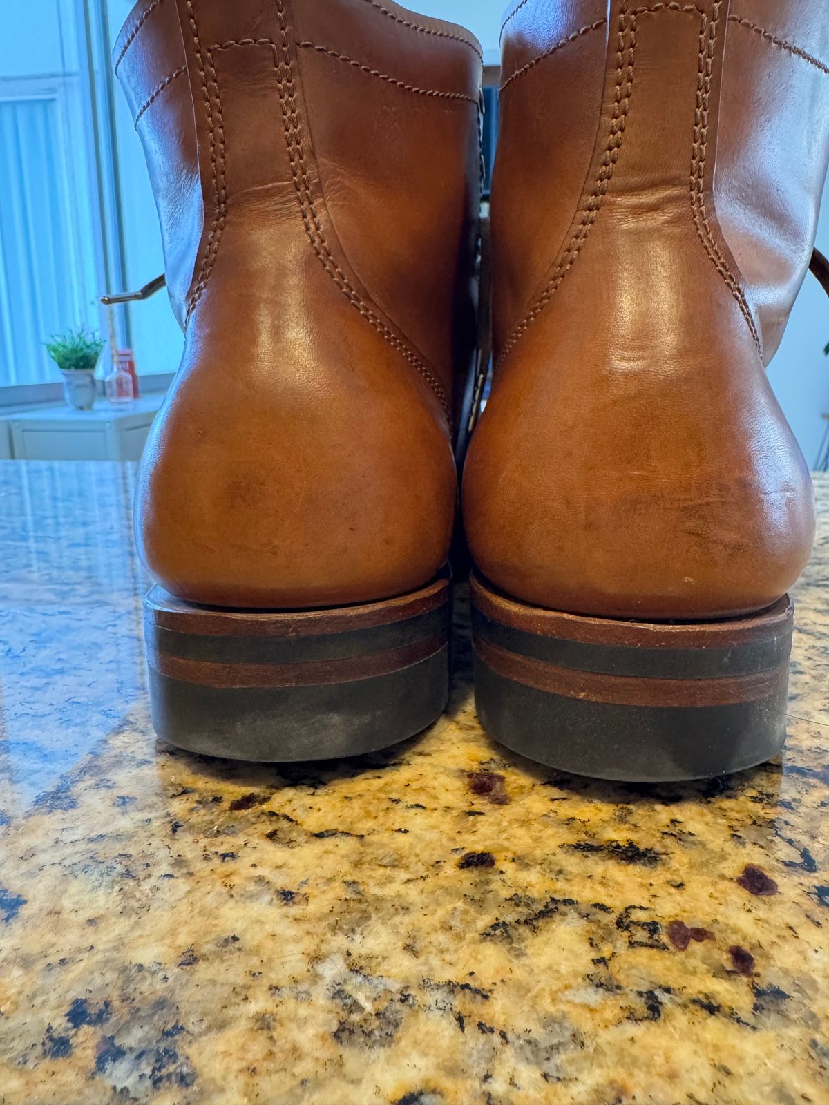 Photo by TTwitchell on November 27, 2025 of the Oldspeed MFG Service Boot 6” in Horween Russet Horsehide Strips.