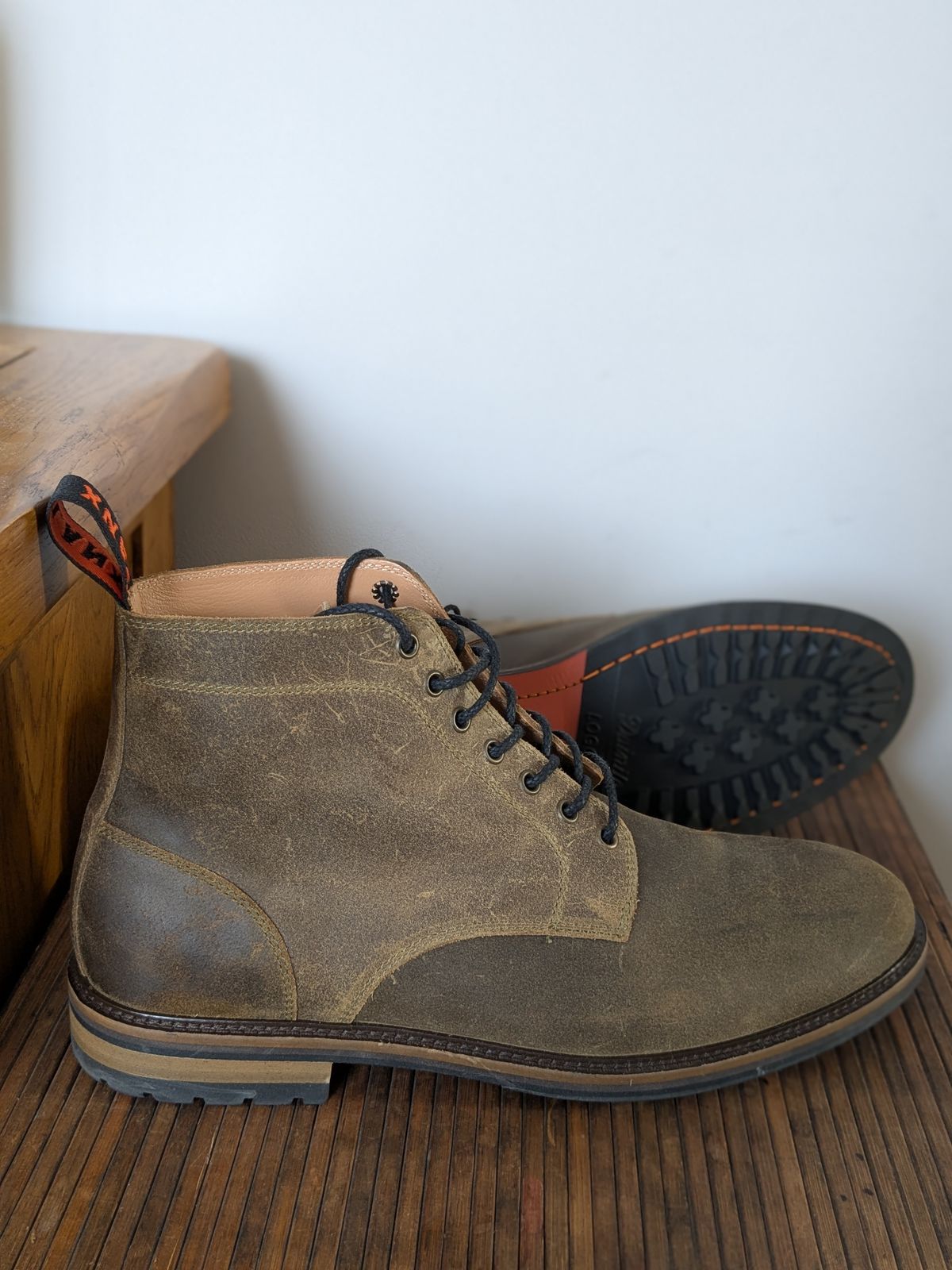 Photo by AndrewLancs on March 22, 2025 of the Lanx Dutton in C.F. Stead Mole Waxy Commander Suede.