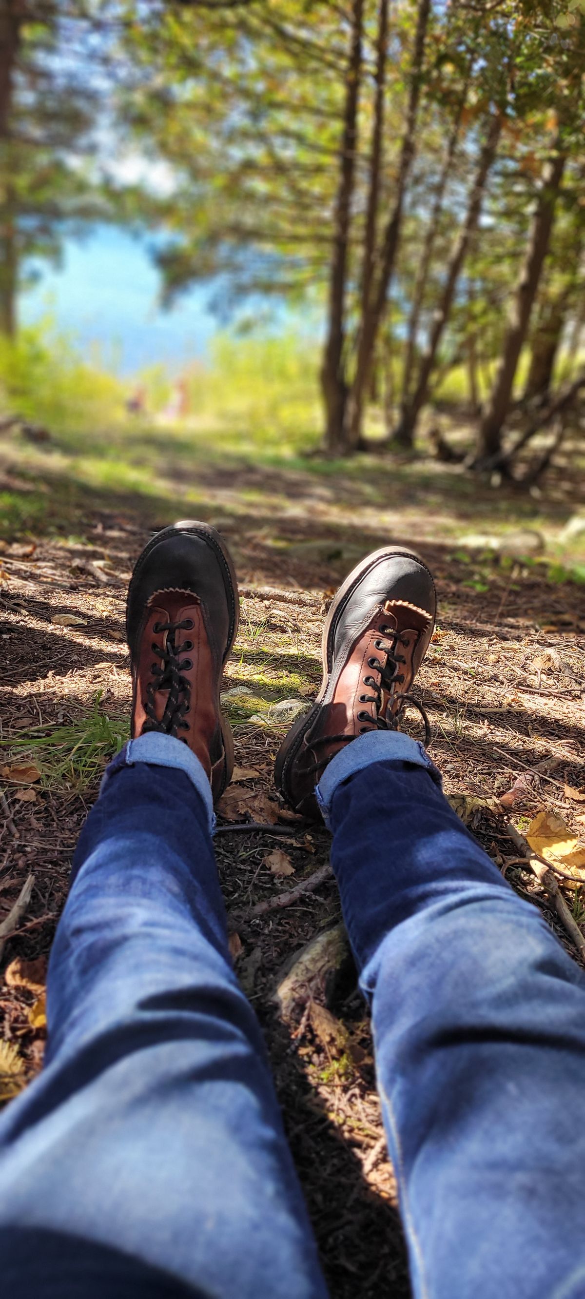 Photo by poorboysoles on October 6, 2024 of the Poor Boy Soles Bespoke Shoe Co. Monkey Boot in Black Matte Trooper & Medium Brown Worn Baseball.