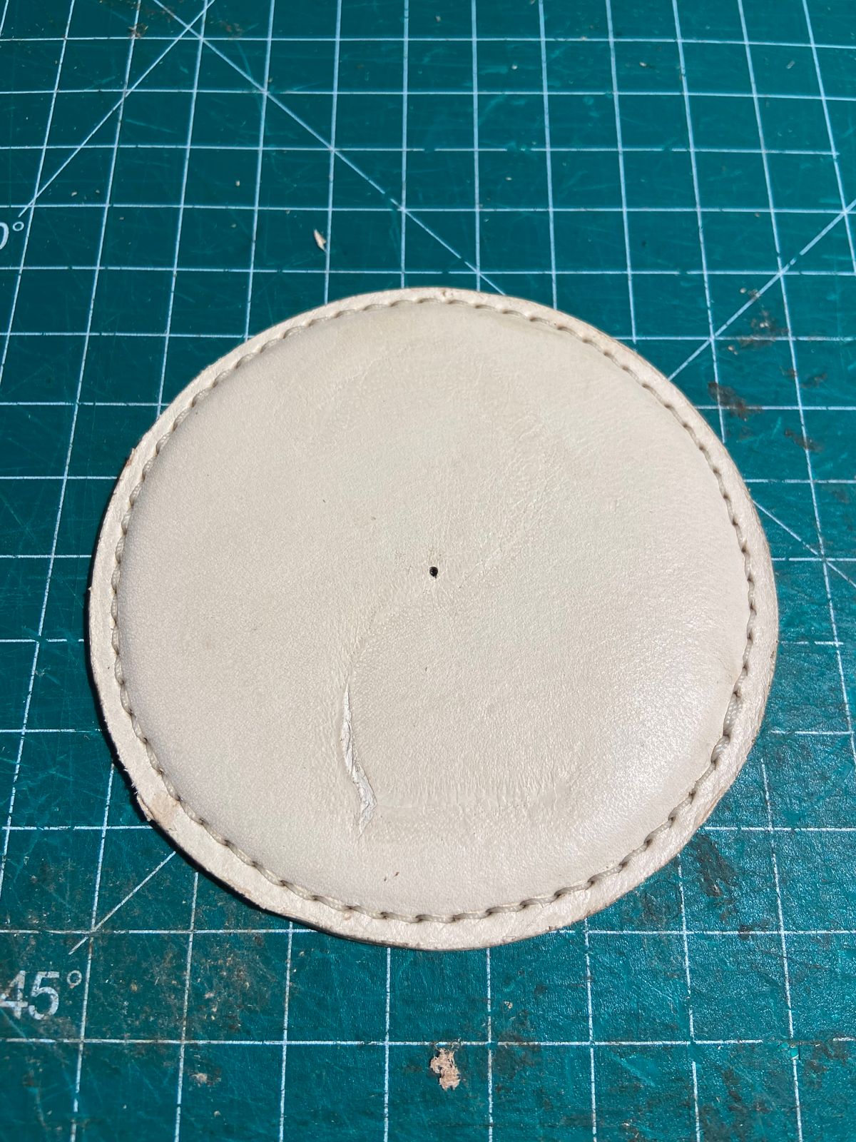 Photo by august_september on October 1, 2025 of the Self-Made Drink Coaster in tandy 3-4oz natural veg tan.