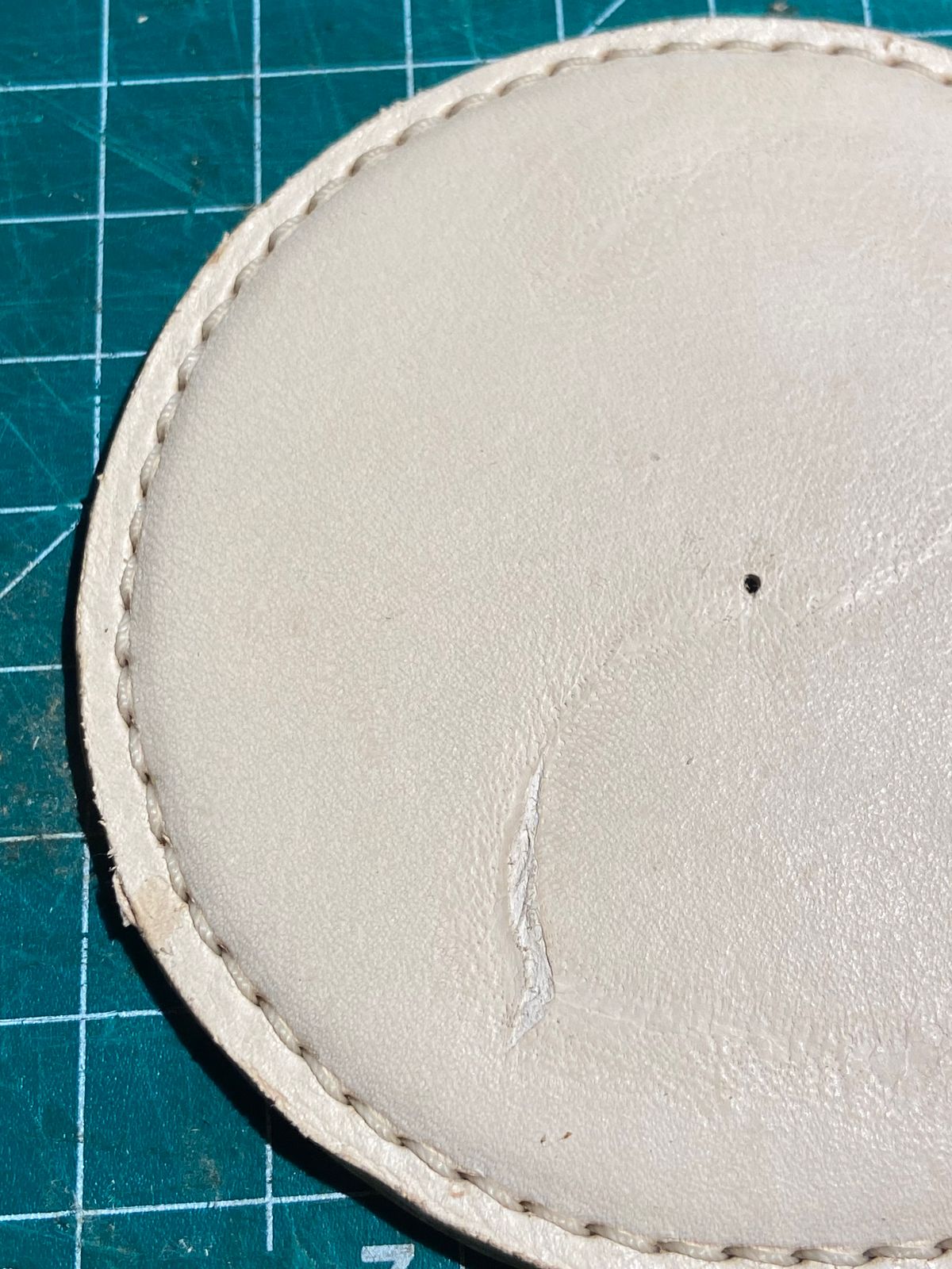 Photo by august_september on October 1, 2025 of the Self-Made Drink Coaster in tandy 3-4oz natural veg tan.