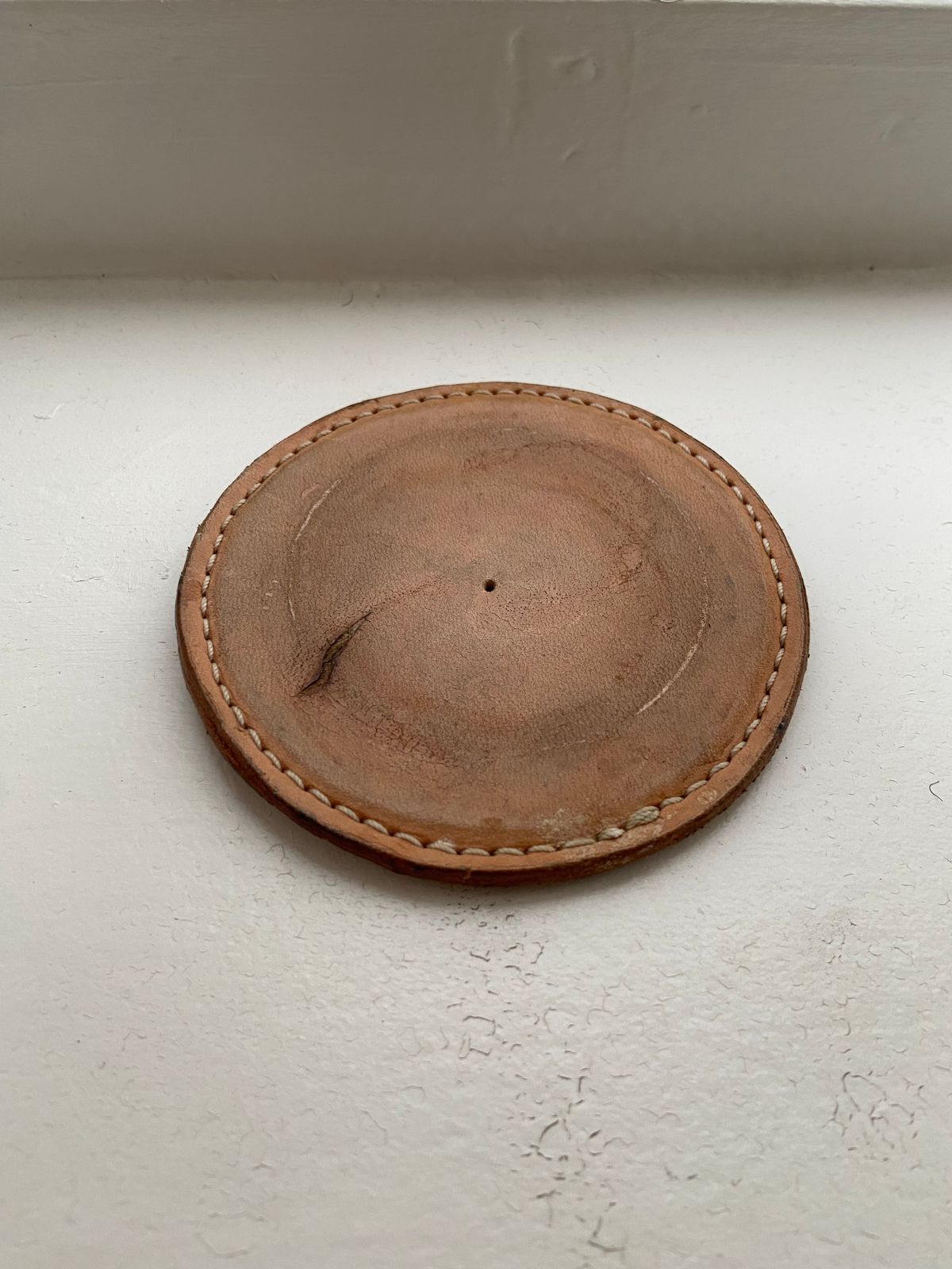 Photo by august_september on March 4, 2026 of the Self-Made Drink Coaster in tandy 3-4oz natural veg tan.