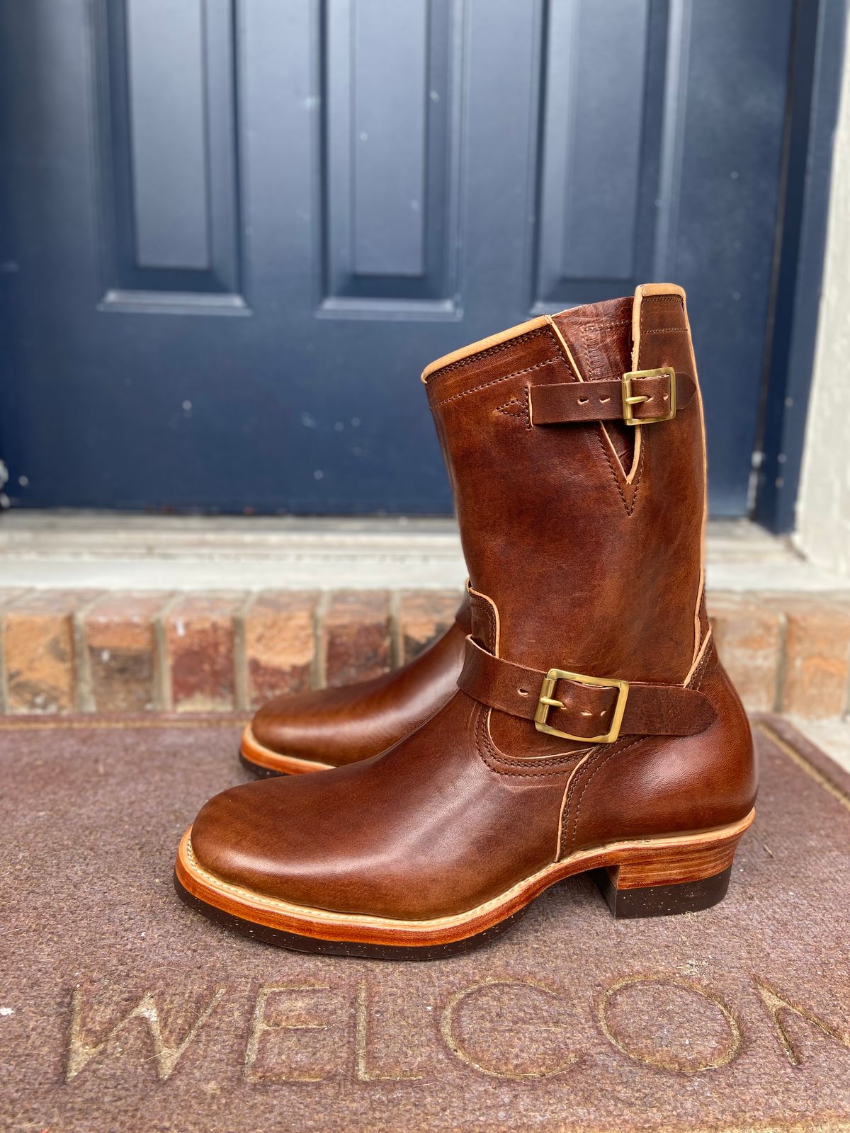 Photo by august_september on September 30, 2025 of the Briselblack The Keeper 'Type 3' Engineer Boot in Maryam Natural Horsebutt overdyed Brown.