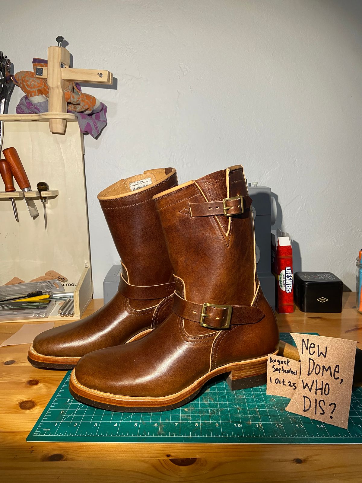 Photo by august_september on October 1, 2025 of the Briselblack The Keeper 'Type 3' Engineer Boot in Maryam Natural Horsebutt overdyed Brown.