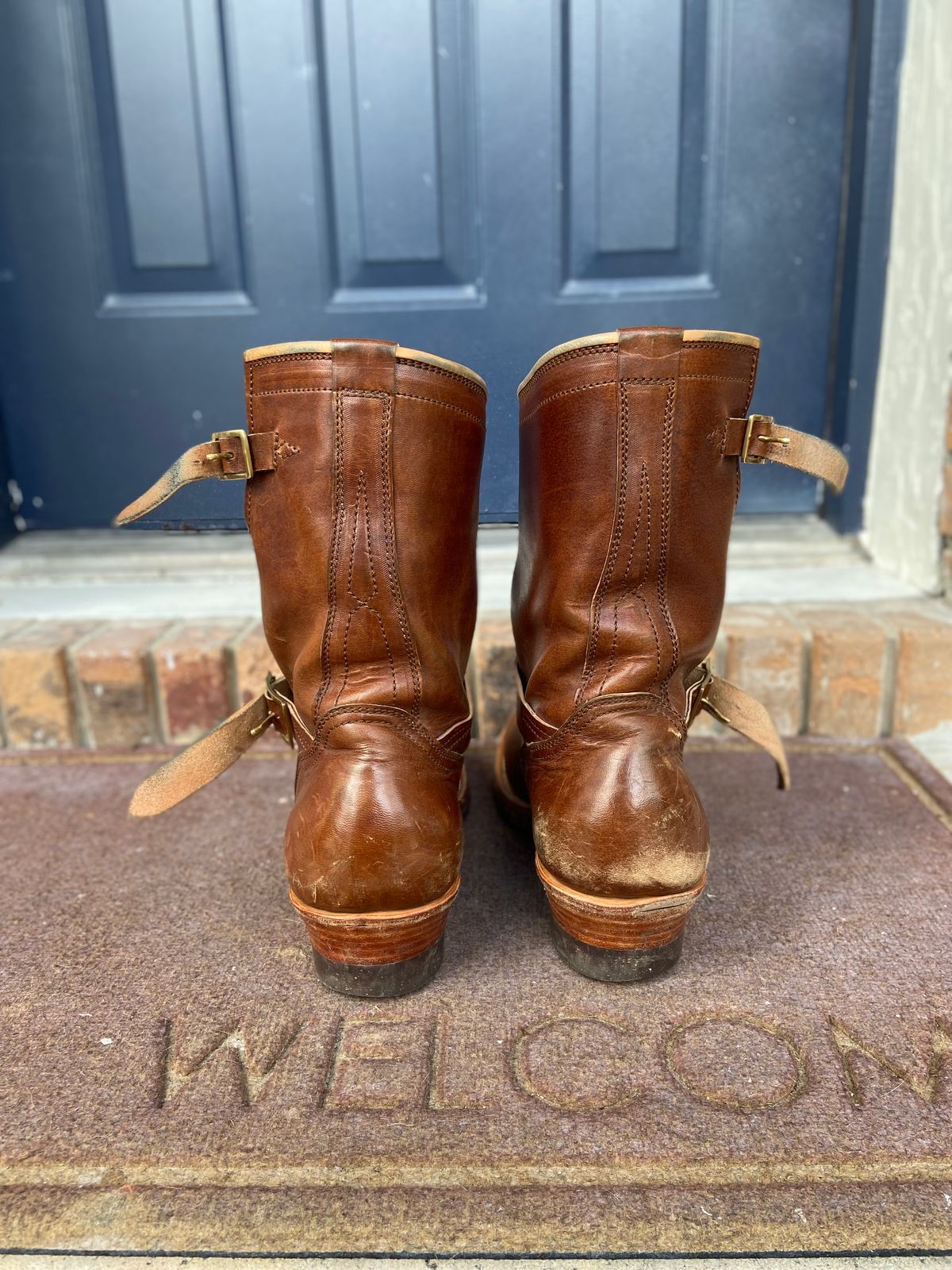 Photo by august_september on November 4, 2025 of the Briselblack The Keeper 'Type 3' Engineer Boot in Maryam Natural Horsebutt overdyed Brown.