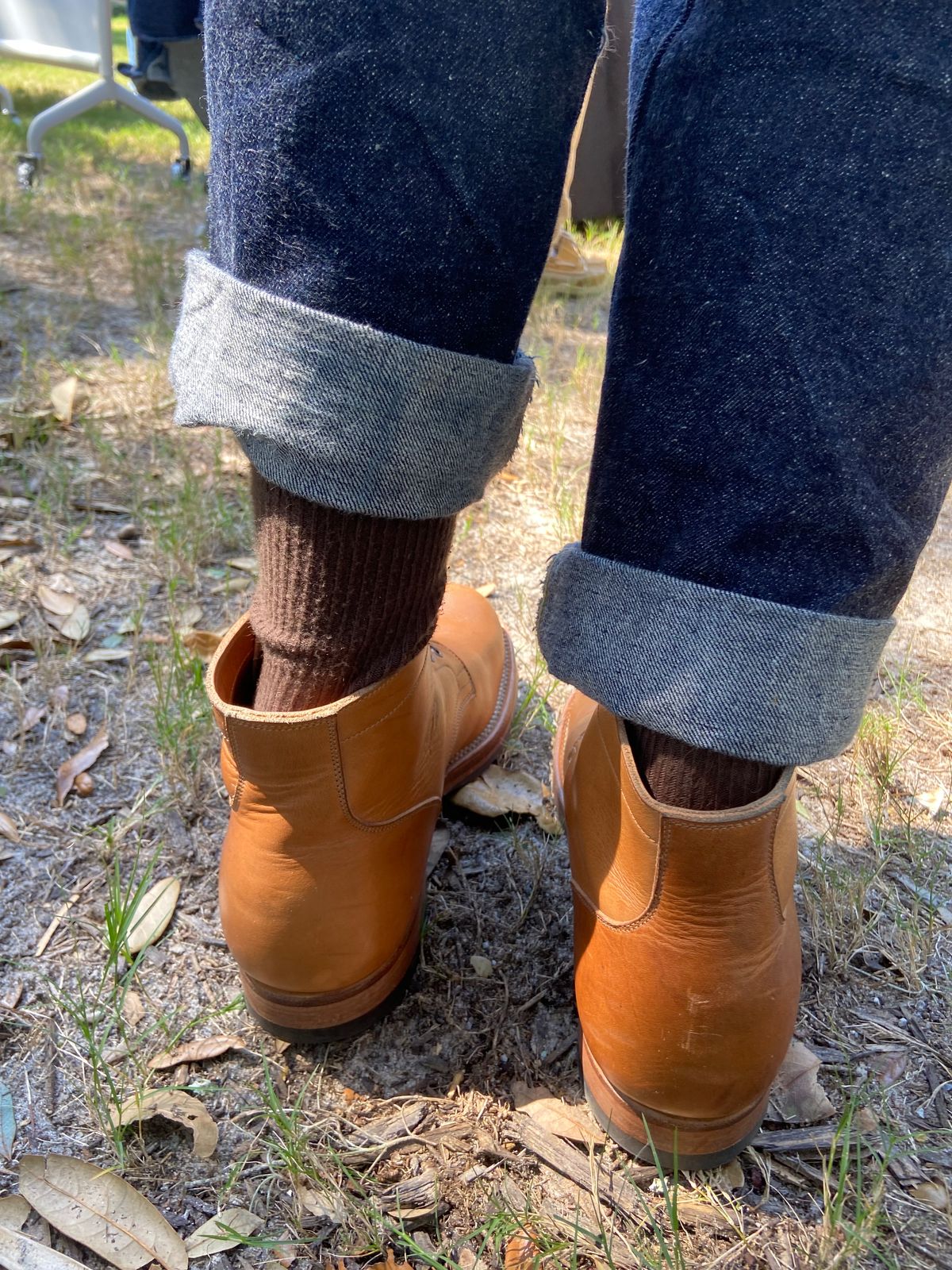 Photo by august_september on October 15, 2024 of the Viberg Service Boot in Raw Natural Wooly Chromexcel.