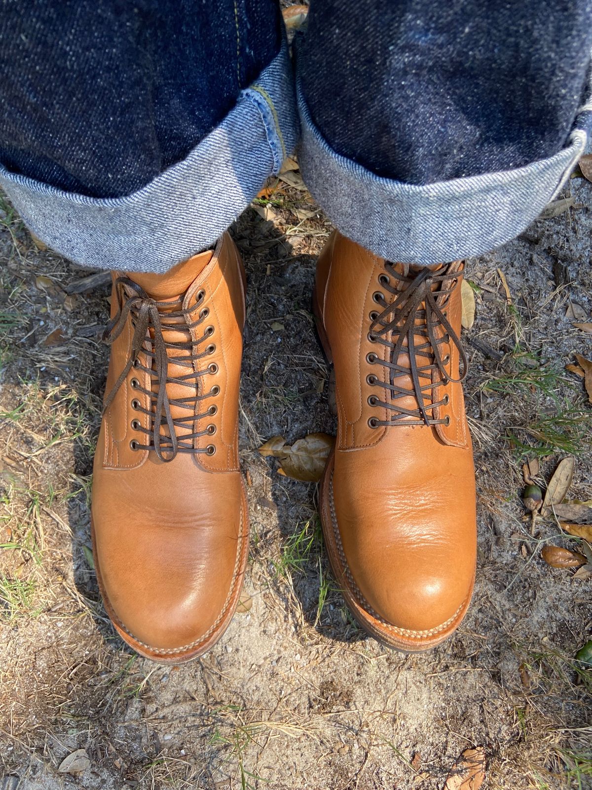 Photo by august_september on October 15, 2024 of the Viberg Service Boot in Raw Natural Wooly Chromexcel.
