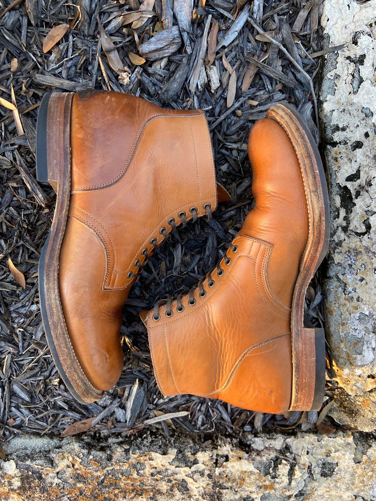 Photo by august_september on December 2, 2024 of the Viberg Service Boot in Raw Natural Wooly Chromexcel.