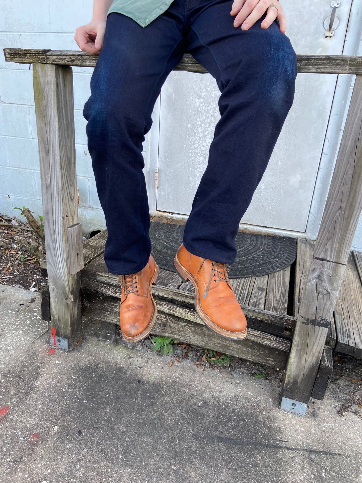 Photo by august_september on March 1, 2025 of the Viberg Service Boot in Raw Natural Wooly Chromexcel.