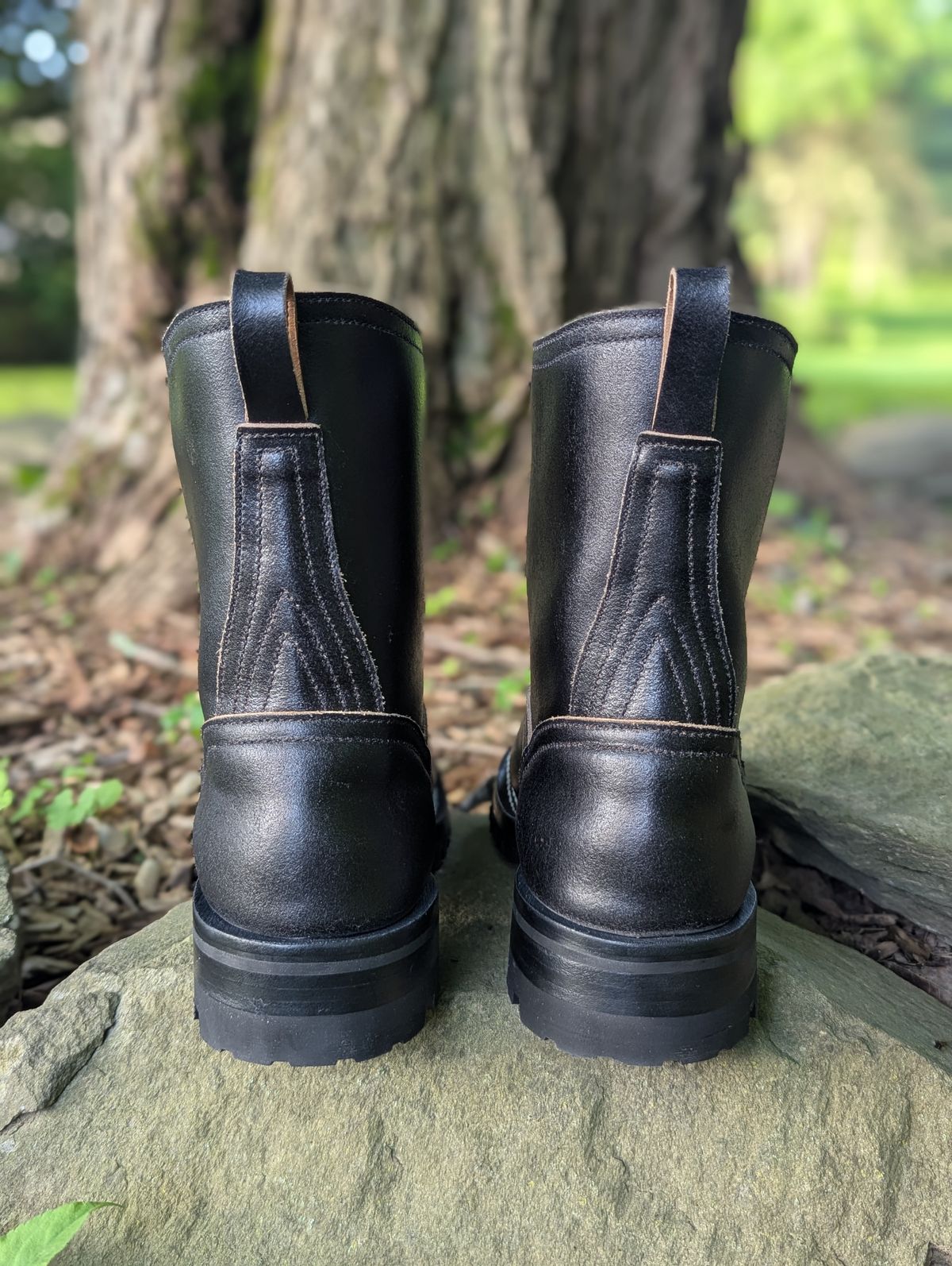 Photo by proof.in.whisky on June 20, 2025 of the Nicks Wellington in Horween Black Waxed Flesh.