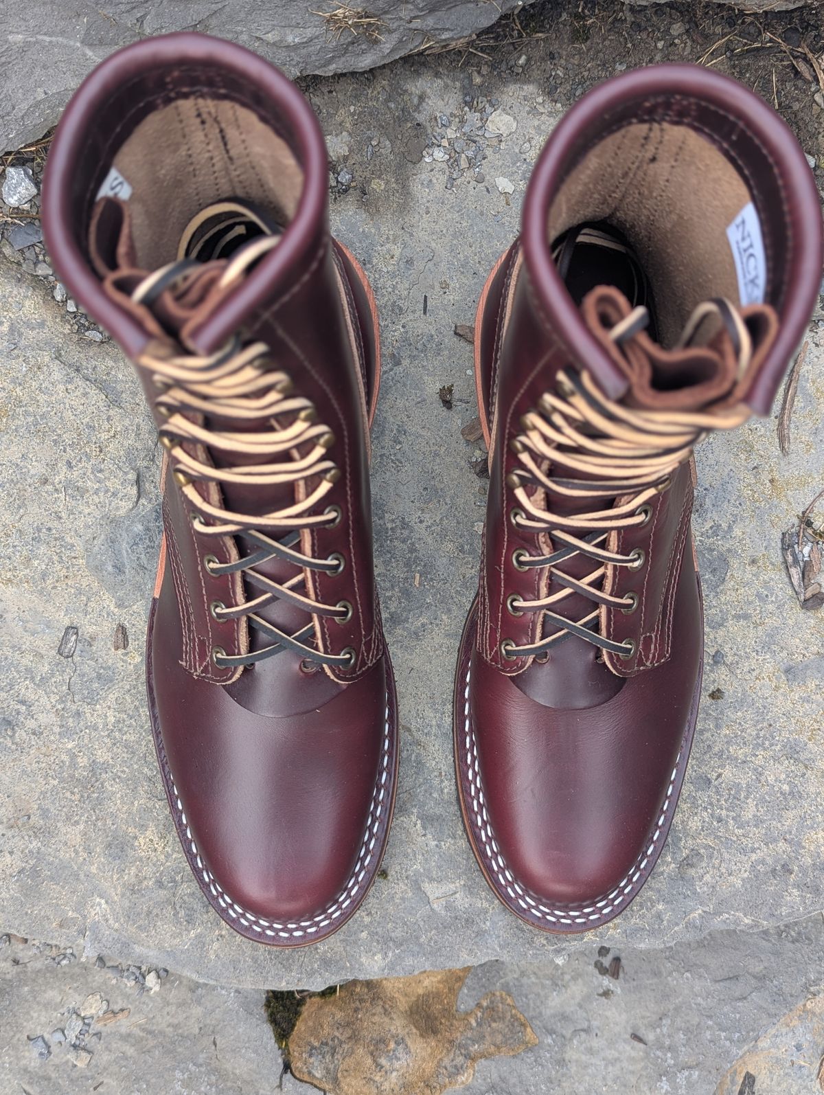 Photo by proof.in.whisky on September 27, 2025 of the Nicks MTO in Horween Color 8 Chromexcel.