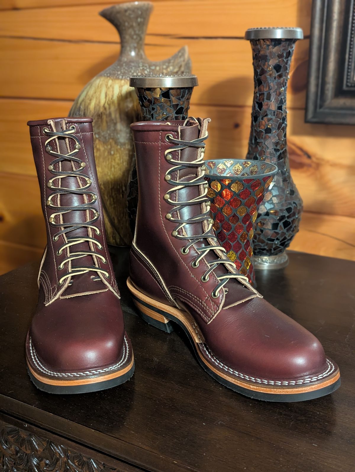 Photo by proof.in.whisky on September 27, 2025 of the Nicks MTO in Horween Color 8 Chromexcel.