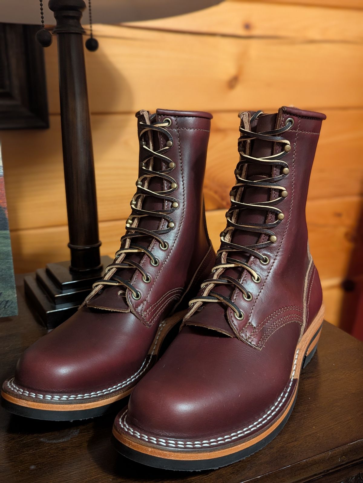 Photo by proof.in.whisky on September 27, 2025 of the Nicks MTO in Horween Color 8 Chromexcel.