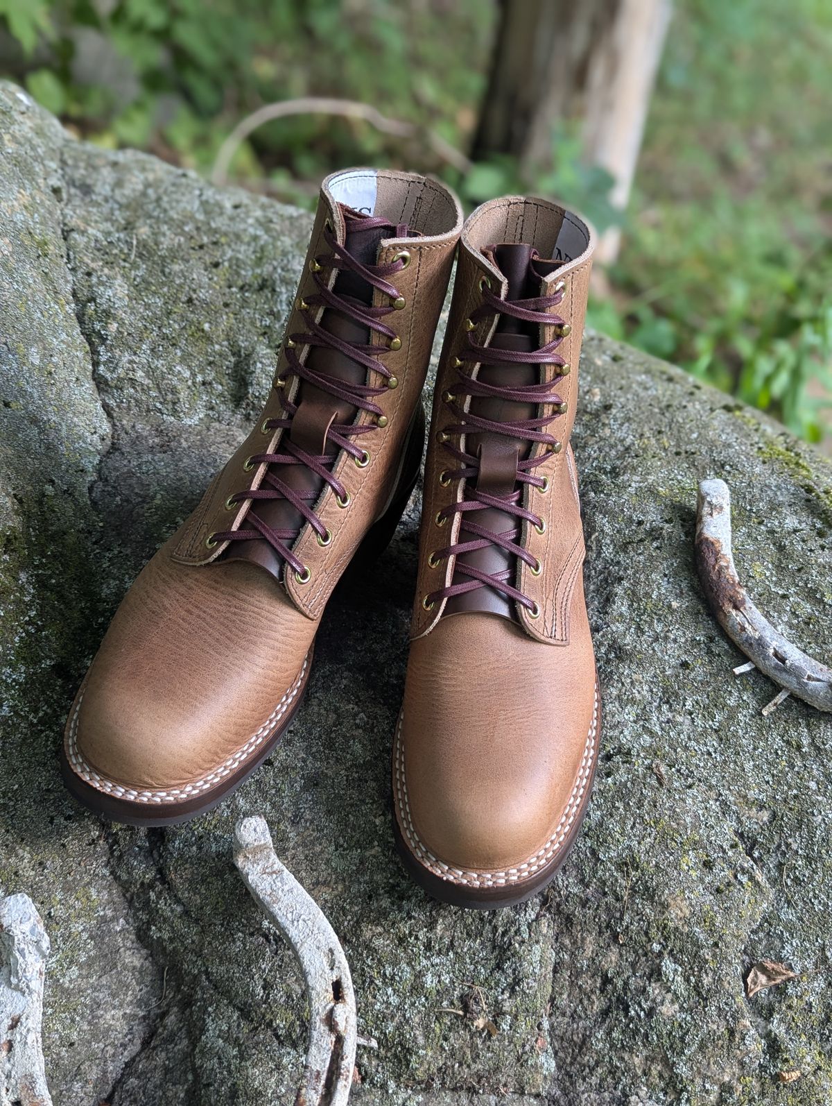 Photo by proof.in.whisky on August 16, 2025 of the Nicks MTO in Horween Natural Cypress.