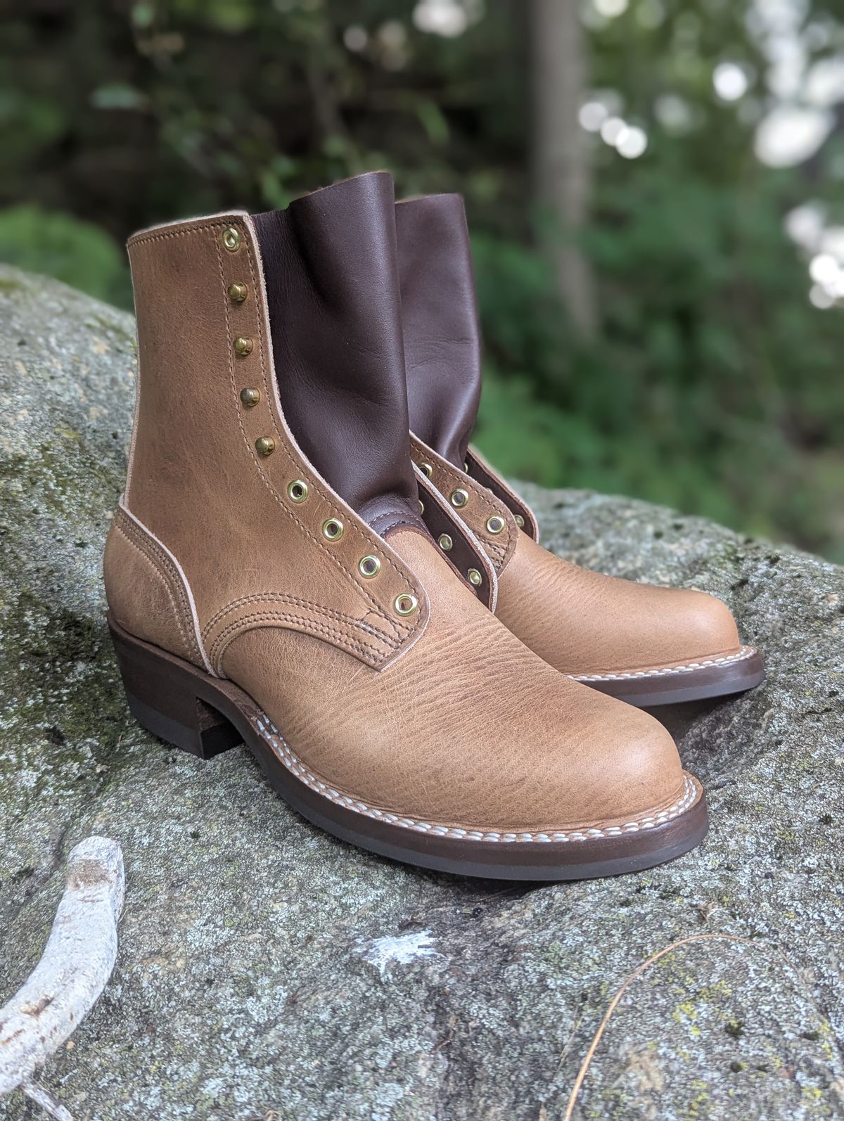 Photo by proof.in.whisky on August 15, 2025 of the Nicks MTO in Horween Natural Cypress.