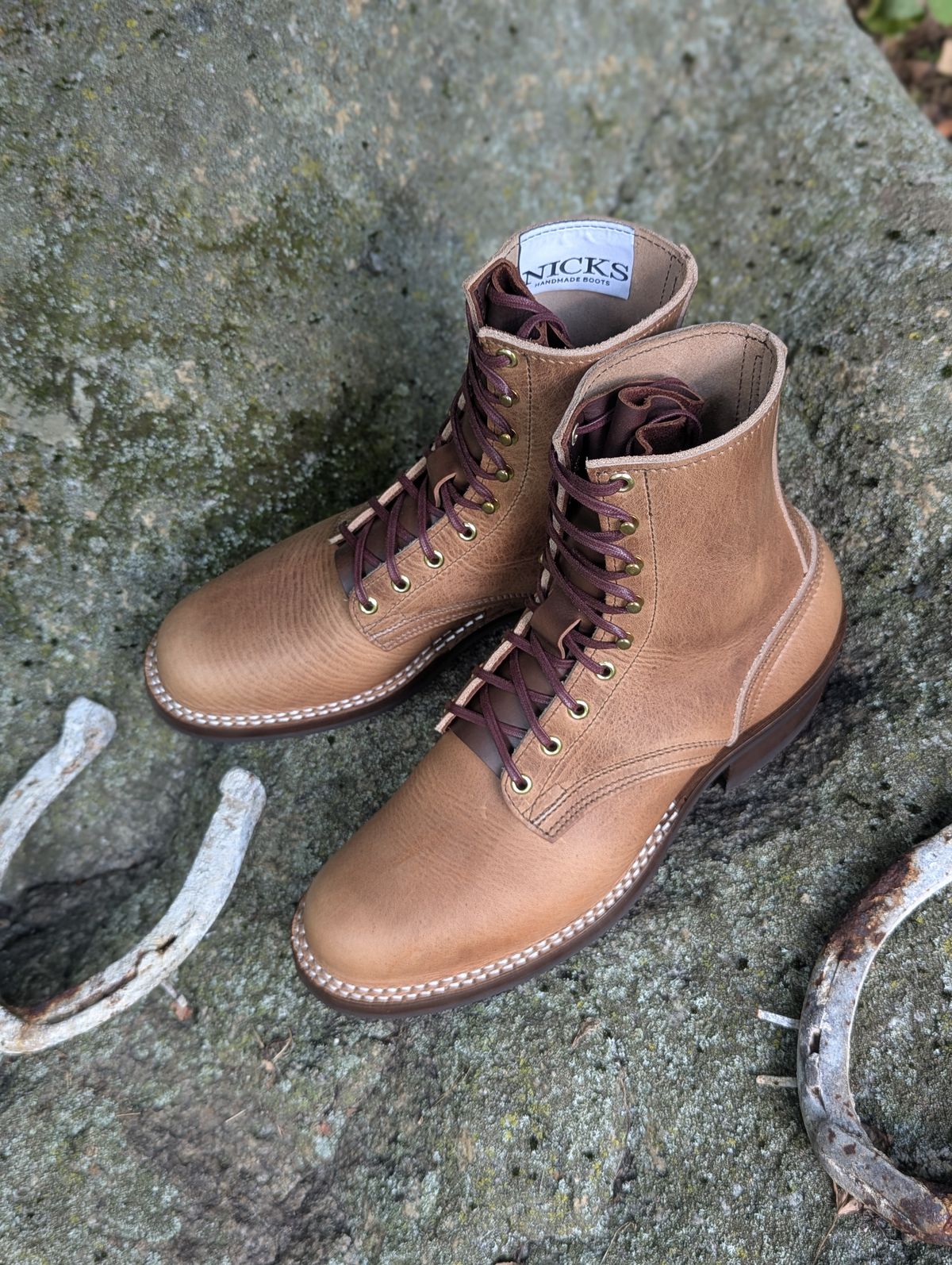 Photo by proof.in.whisky on August 16, 2025 of the Nicks MTO in Horween Natural Cypress.