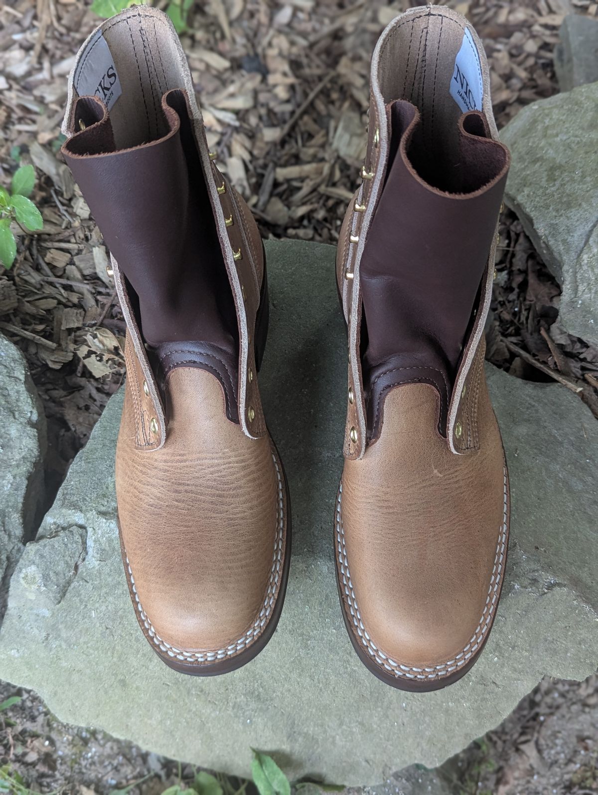 Photo by proof.in.whisky on August 15, 2025 of the Nicks MTO in Horween Natural Cypress.