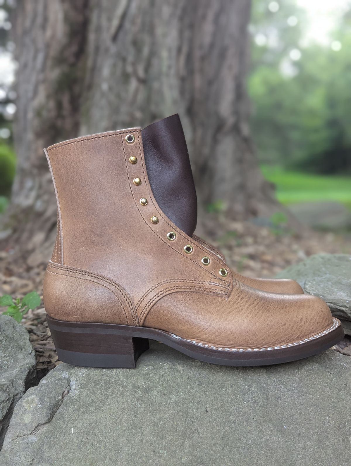 Photo by proof.in.whisky on August 15, 2025 of the Nicks MTO in Horween Natural Cypress.