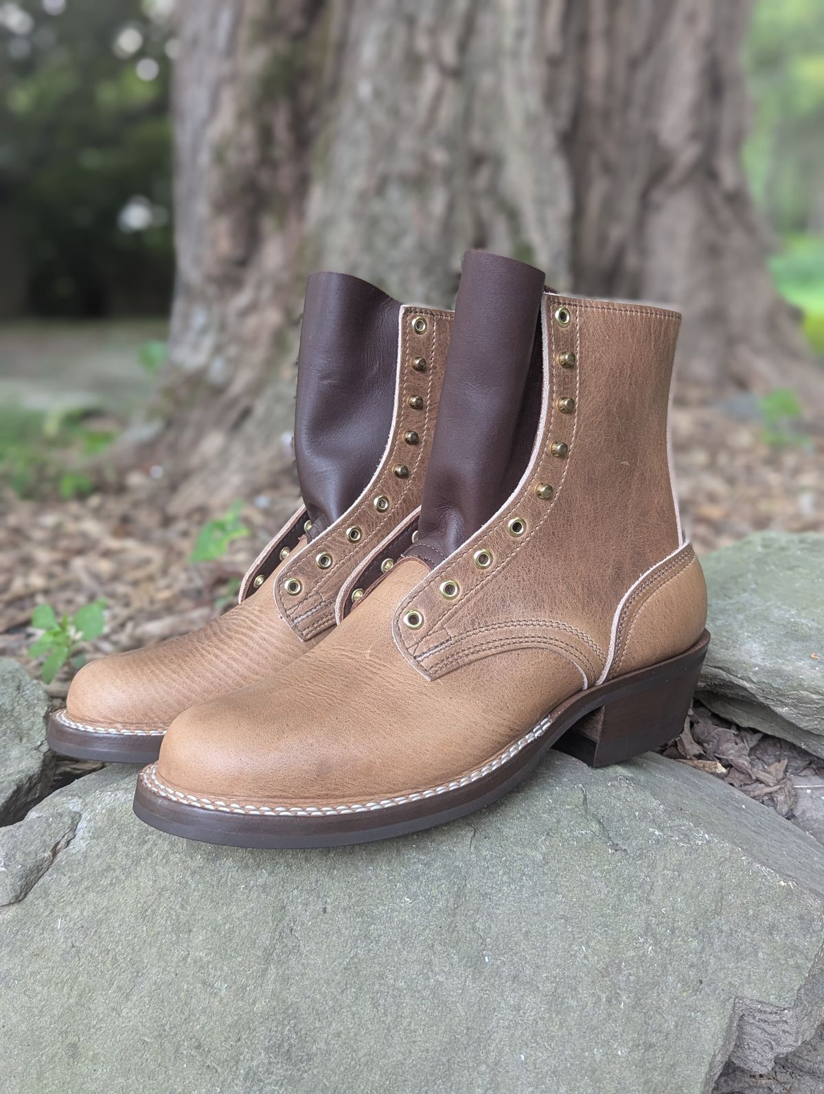 Photo by proof.in.whisky on August 15, 2025 of the Nicks MTO in Horween Natural Cypress.