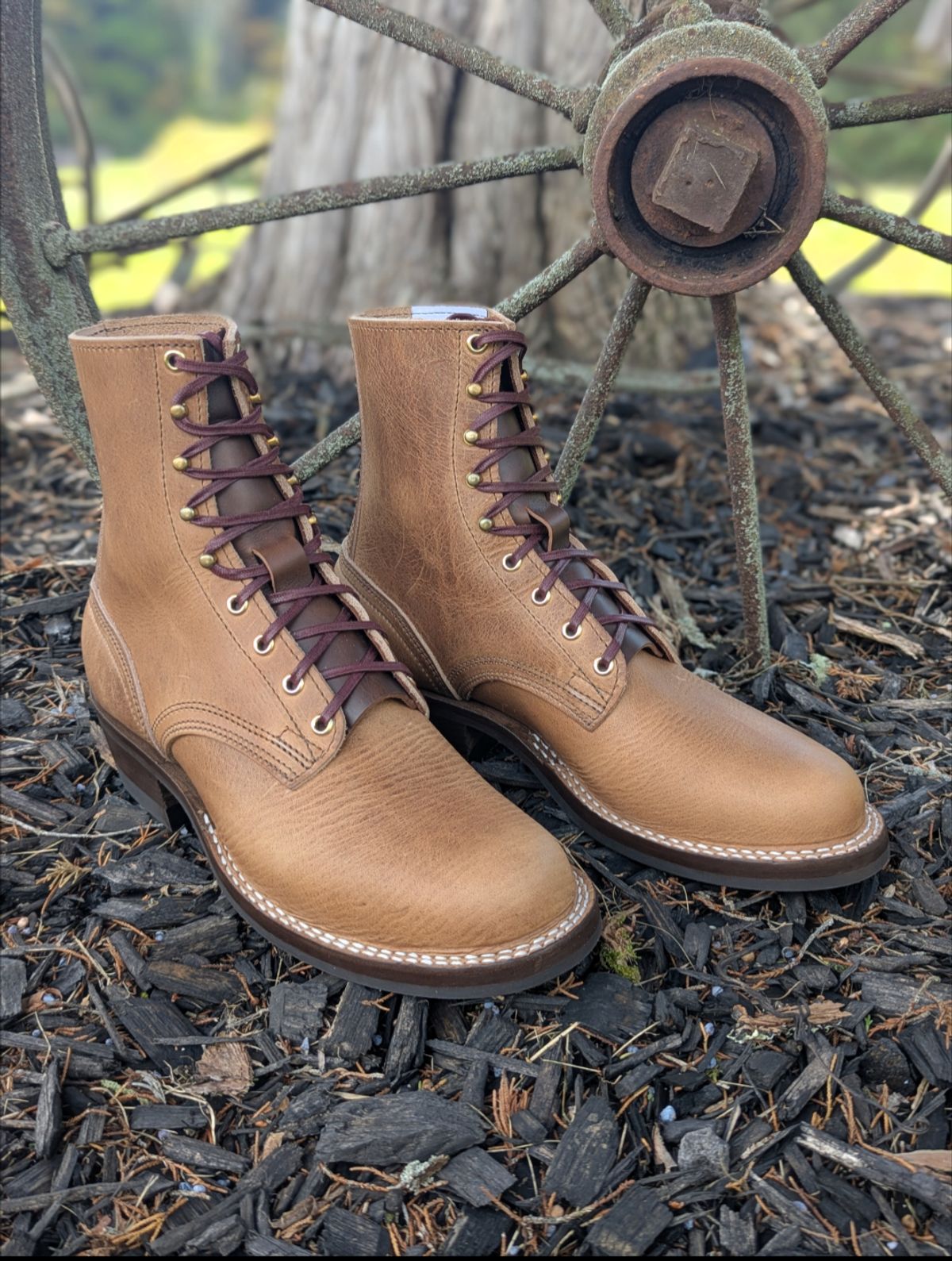 Photo by proof.in.whisky on October 1, 2025 of the Nicks MTO in Horween Natural Cypress.