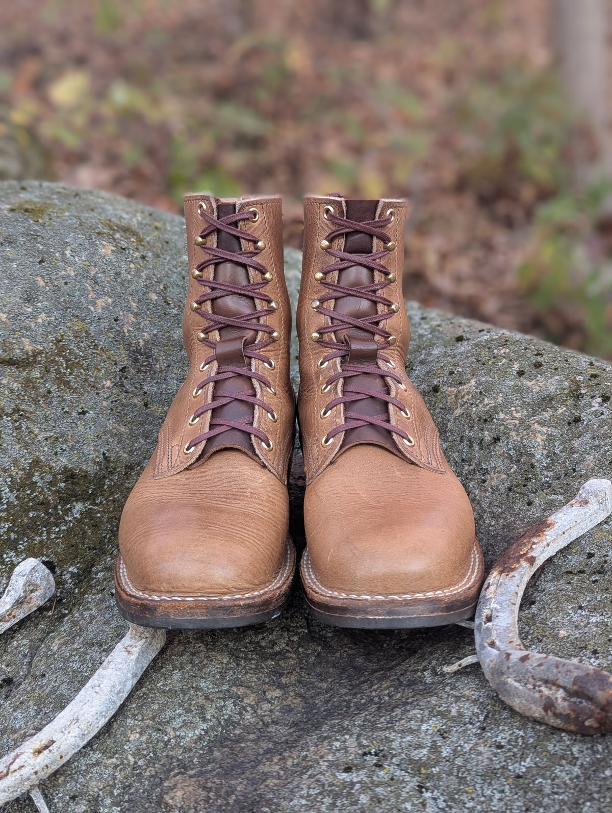 Photo by proof.in.whisky on November 1, 2025 of the Nicks MTO in Horween Natural Cypress.