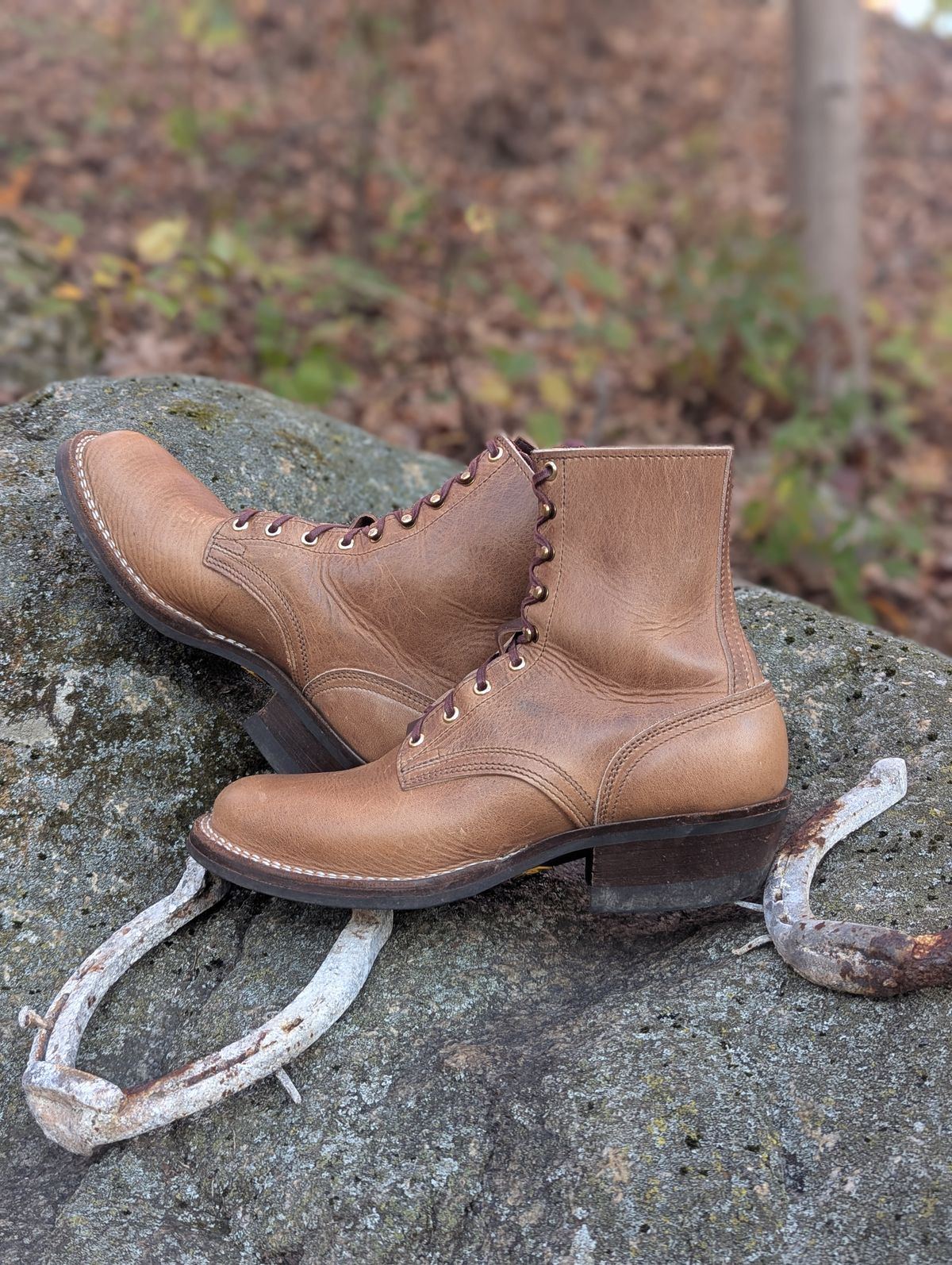 Photo by proof.in.whisky on November 1, 2025 of the Nicks MTO in Horween Natural Cypress.