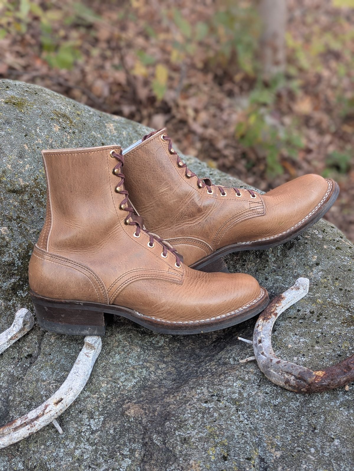 Photo by proof.in.whisky on November 1, 2025 of the Nicks MTO in Horween Natural Cypress.