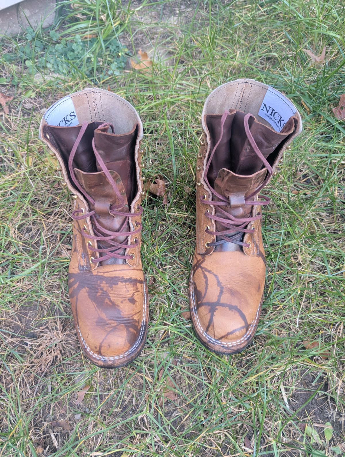 Photo by proof.in.whisky on December 4, 2025 of the Nicks MTO in Horween Natural Cypress.