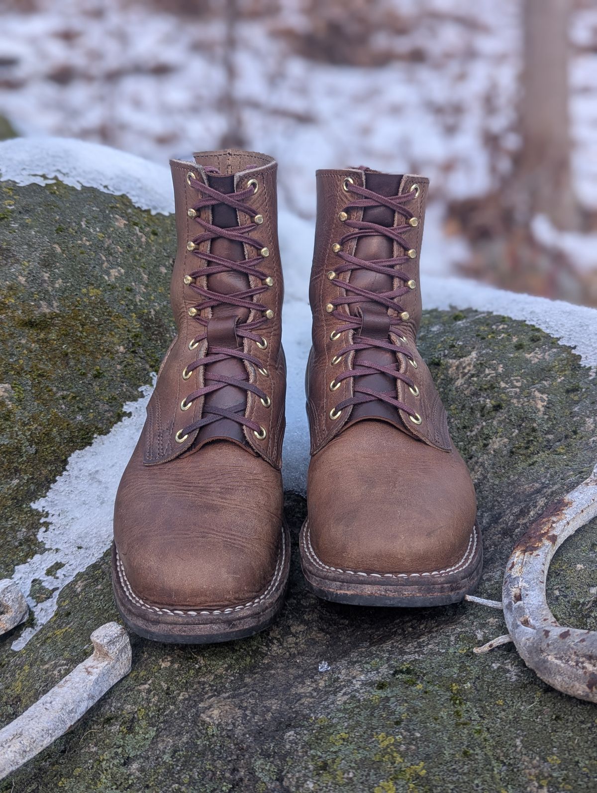 Photo by proof.in.whisky on December 4, 2025 of the Nicks MTO in Horween Natural Cypress.