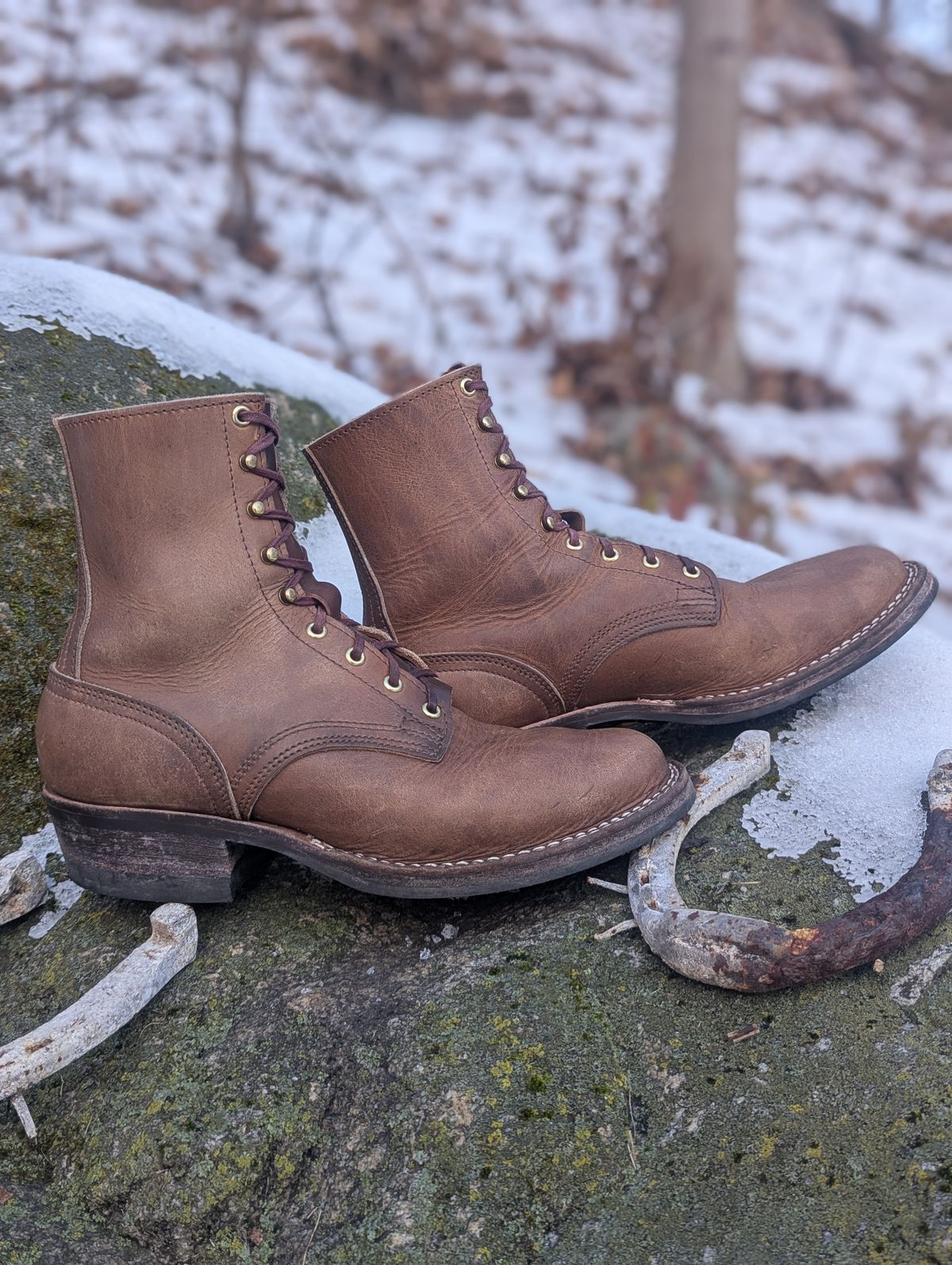 Photo by proof.in.whisky on December 4, 2025 of the Nicks MTO in Horween Natural Cypress.