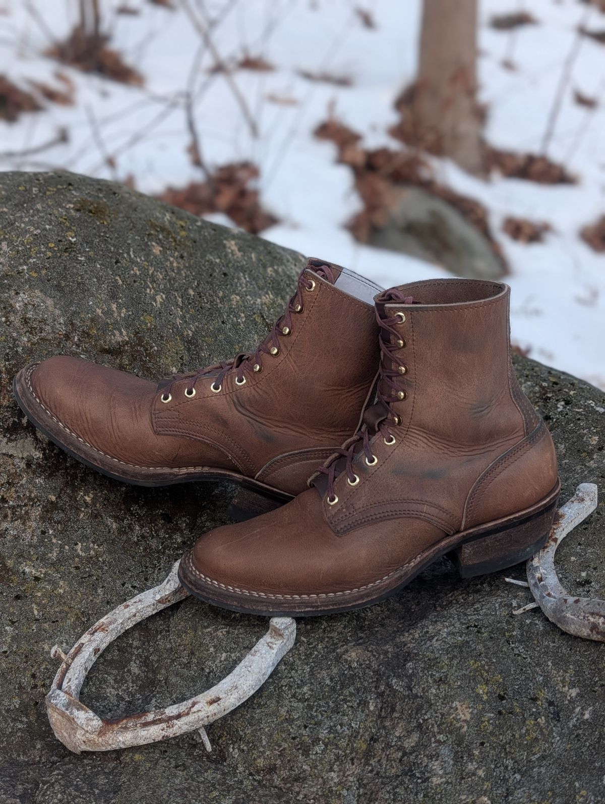 Photo by proof.in.whisky on January 3, 2026 of the Nicks MTO in Horween Natural Cypress.
