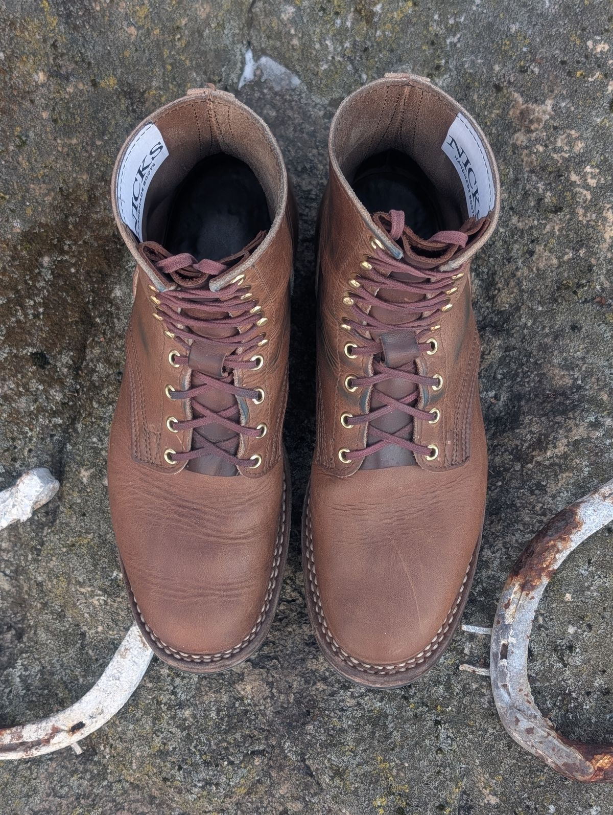 Photo by proof.in.whisky on January 3, 2026 of the Nicks MTO in Horween Natural Cypress.