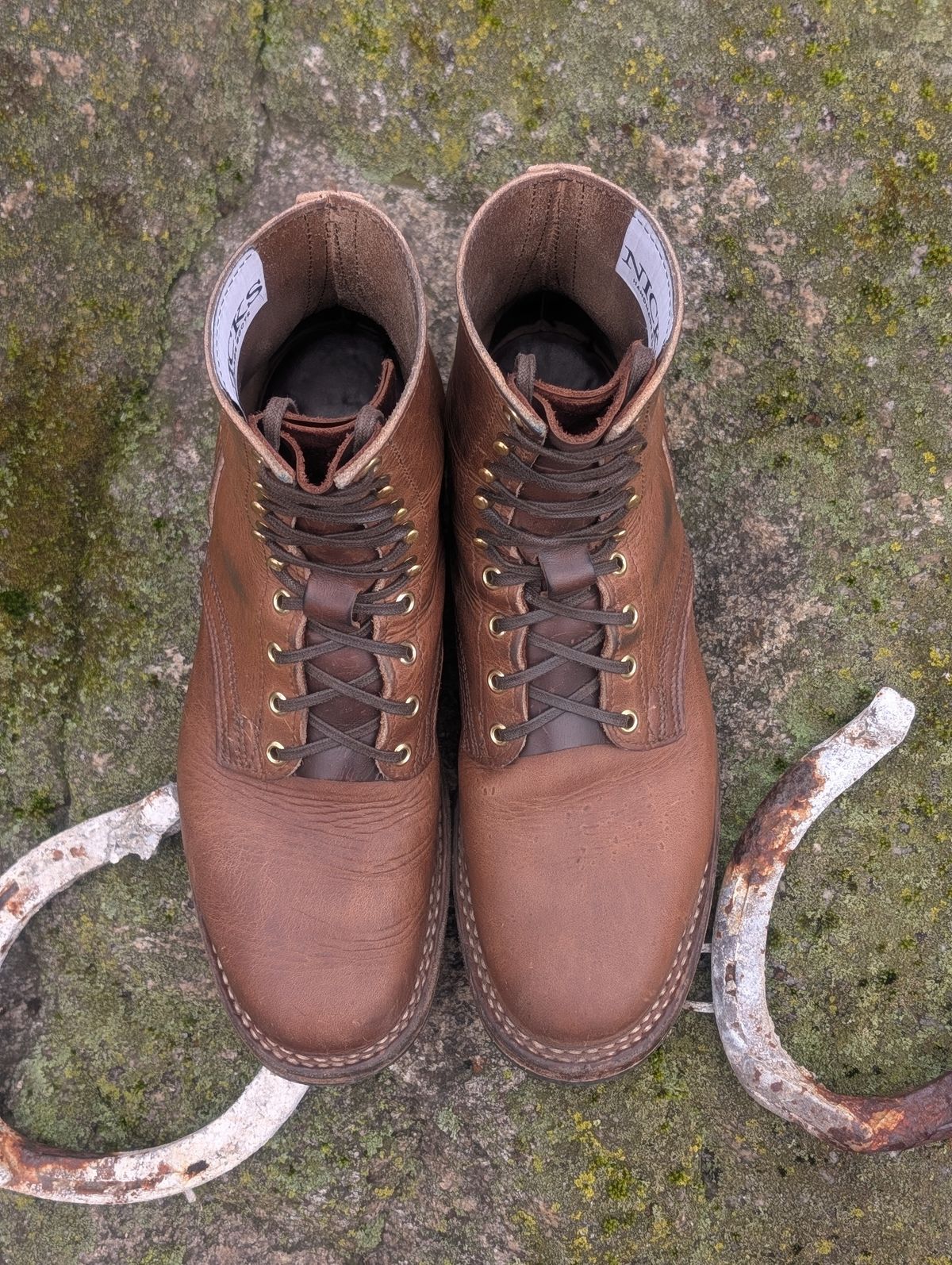 Photo by proof.in.whisky on April 3, 2026 of the Nicks MTO in Horween Natural Cypress.