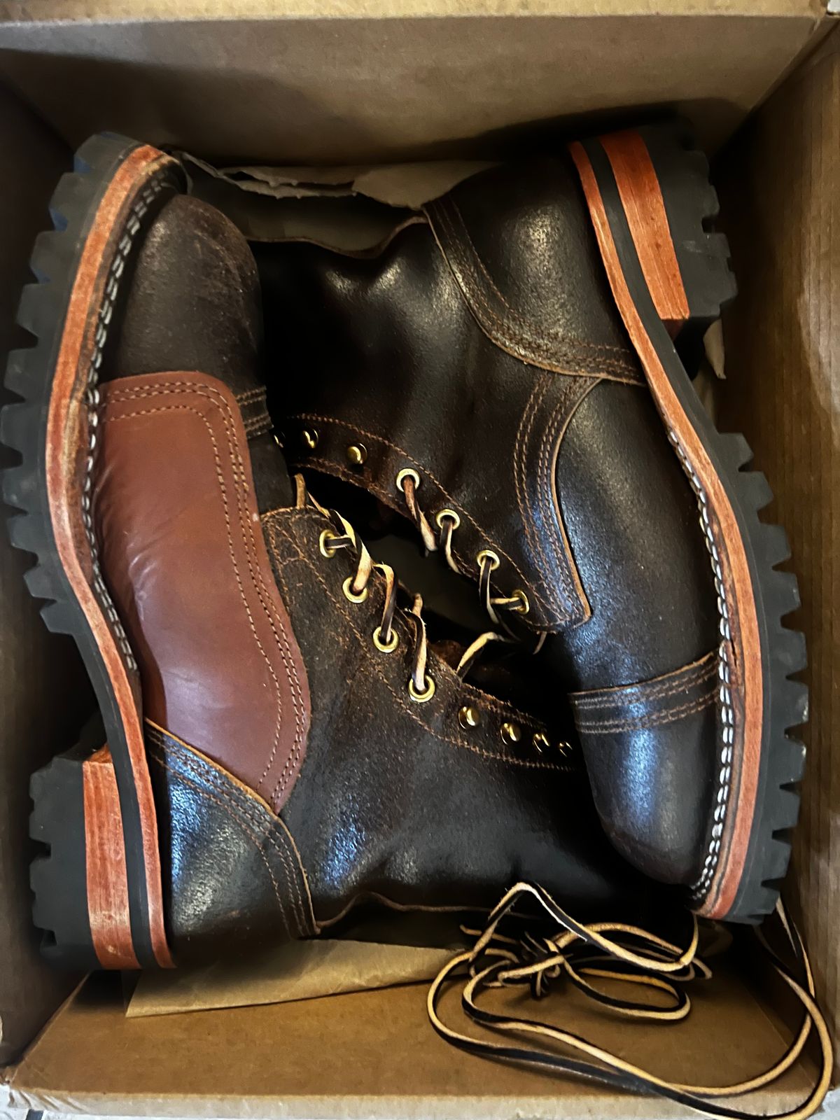Photo by Eureka on October 11, 2025 of the Nicks x Rose Anvil ND1 in Horween Brown Waxed Flesh.